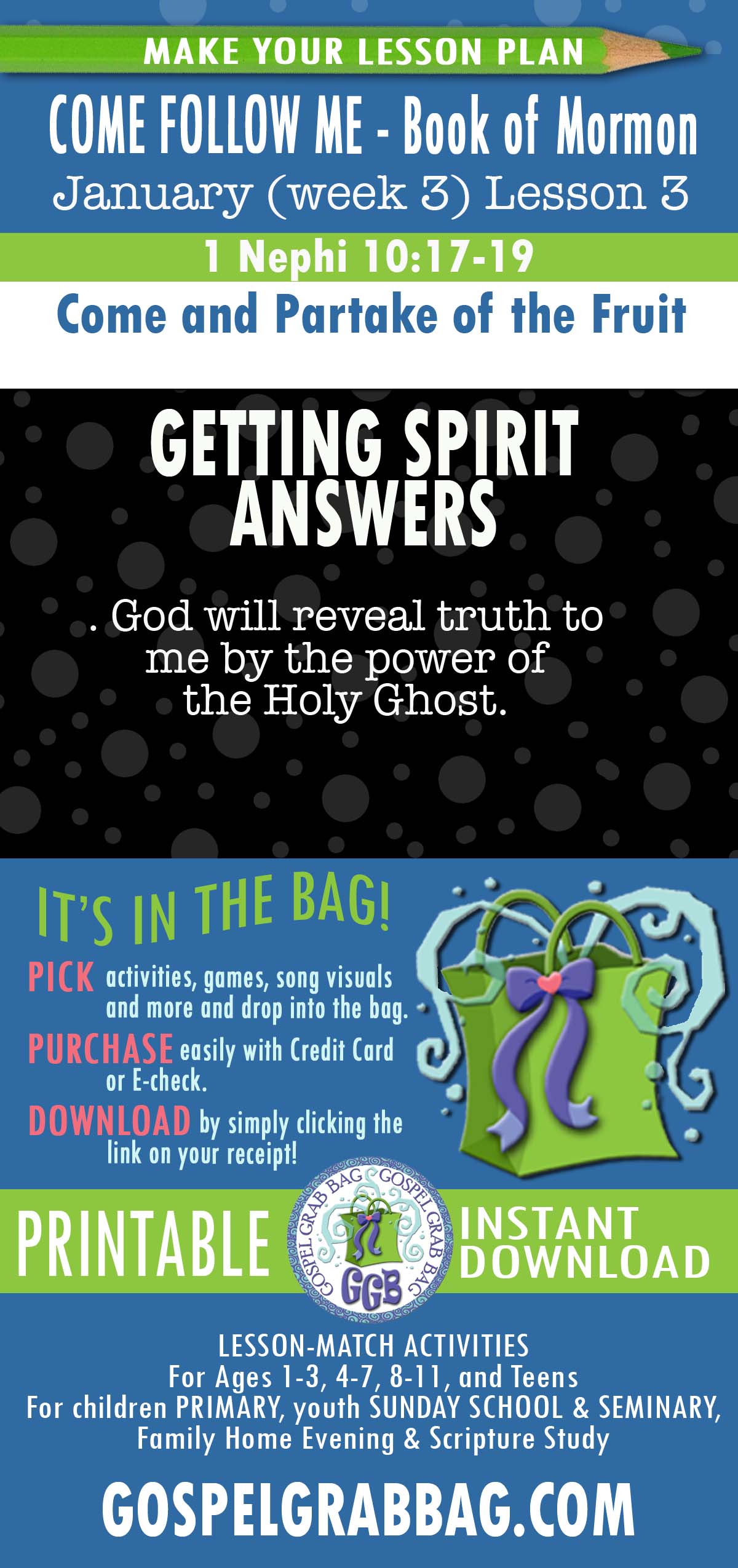 “Come and Partake of the Fruit” Activities for Come Follow Me - Book of Mormon - January week 3 Lesson 3
