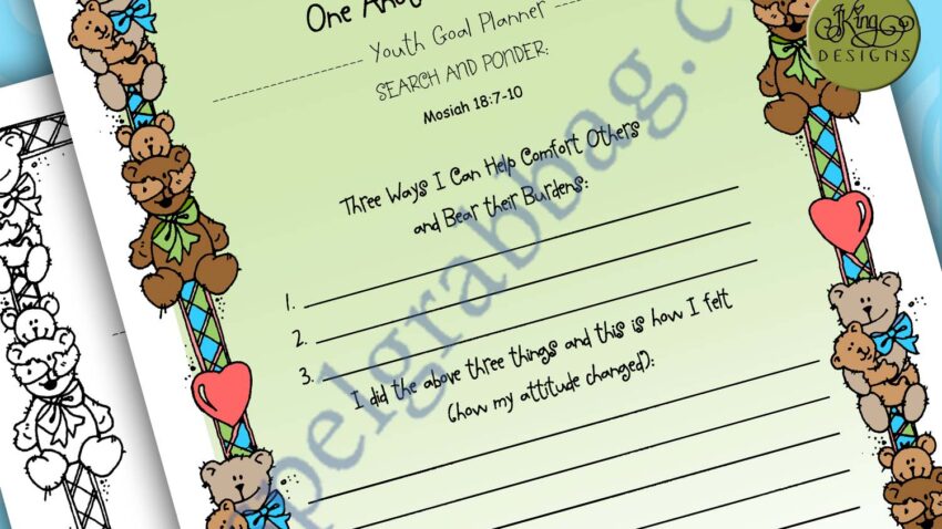 Youth Goal Planner "Comfort, Help, and 'Bear' One Another's Burdens"