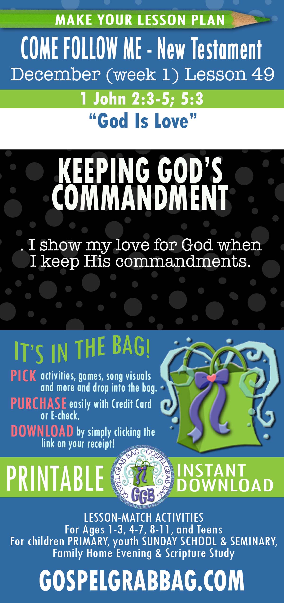 “God Is Love” lesson activities for COME FOLLOW ME - New Testament December