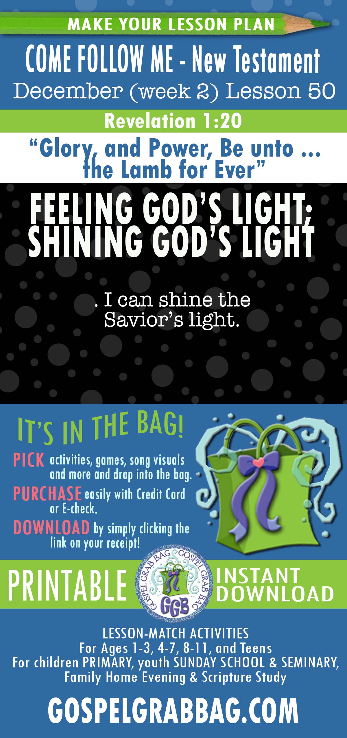 “Glory, and Power, Be unto … the Lamb for Ever” lesson activities for COME FOLLOW ME - New Testament December