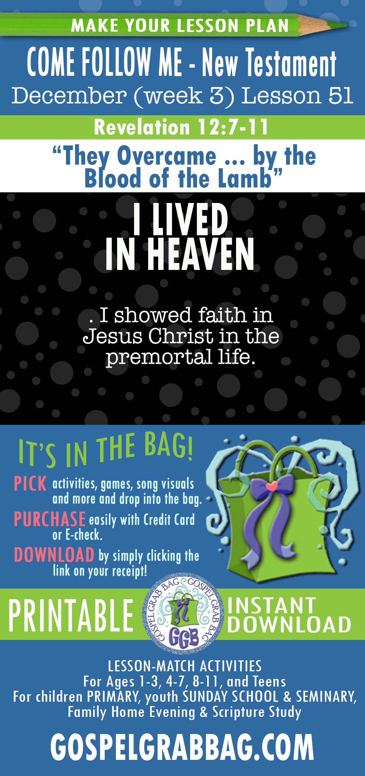 “They Overcame … by the Blood of the Lamb” lesson activities for COME FOLLOW ME - New Testament December