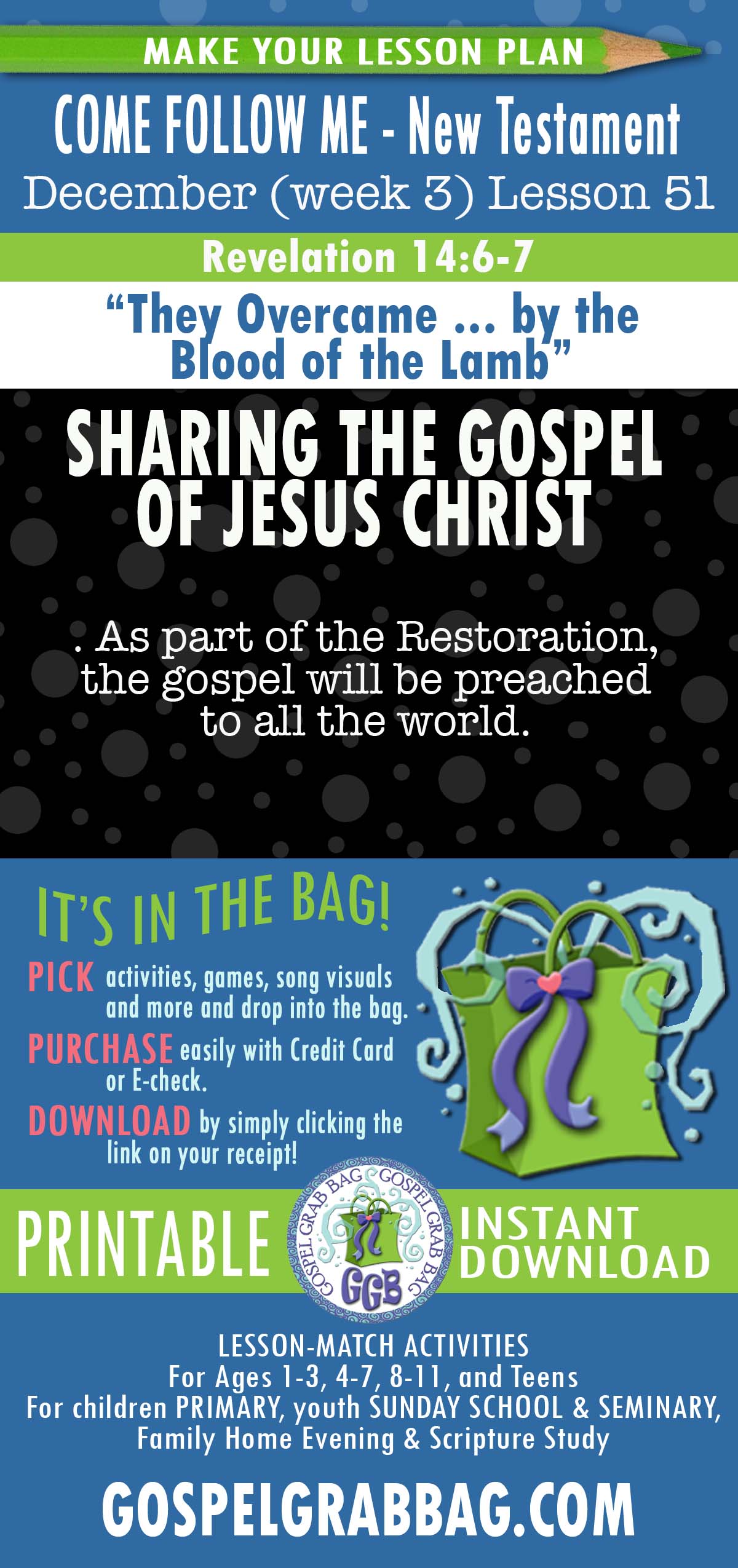 “They Overcame … by the Blood of the Lamb” lesson activities for COME FOLLOW ME - New Testament December