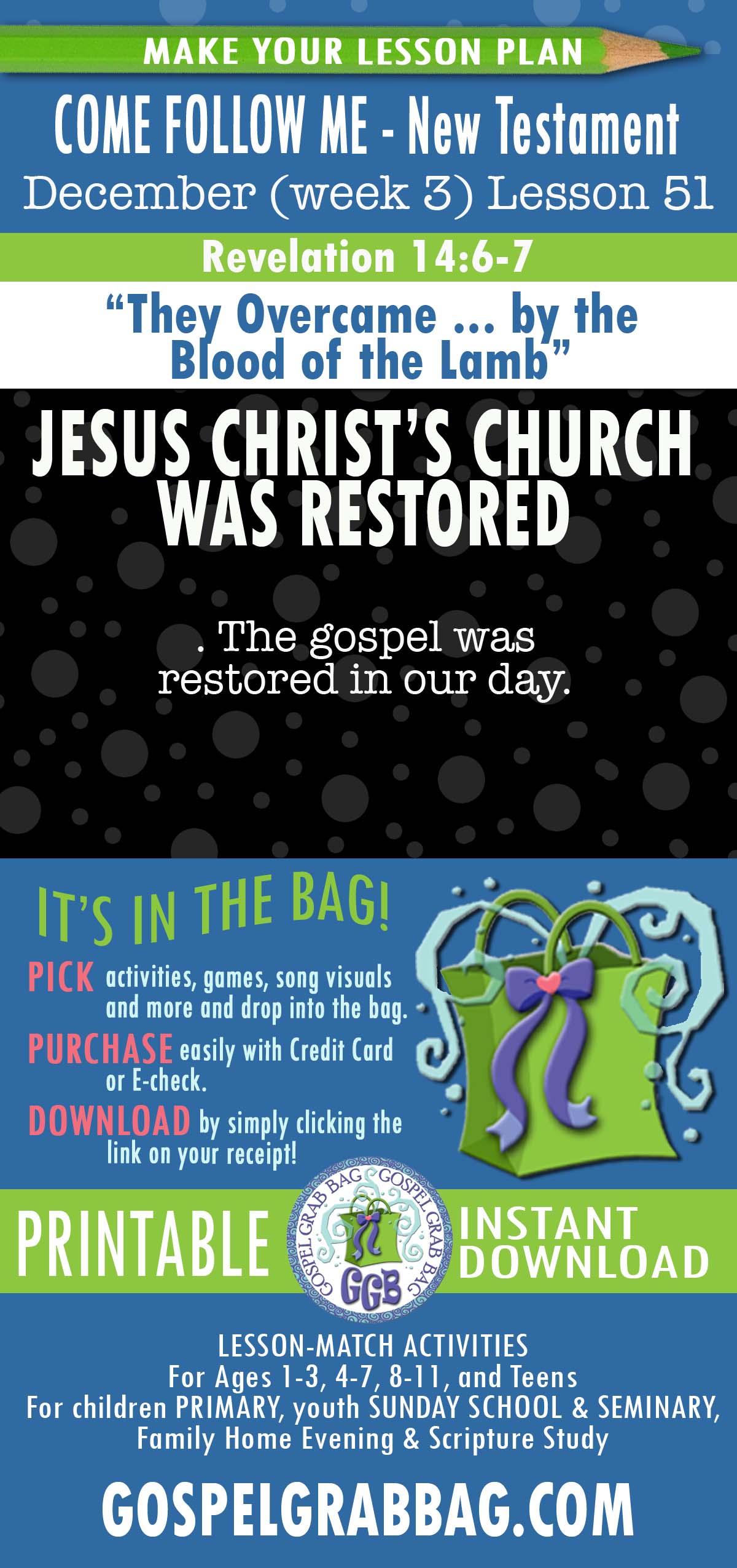 “They Overcame … by the Blood of the Lamb” lesson activities for COME FOLLOW ME - New Testament December