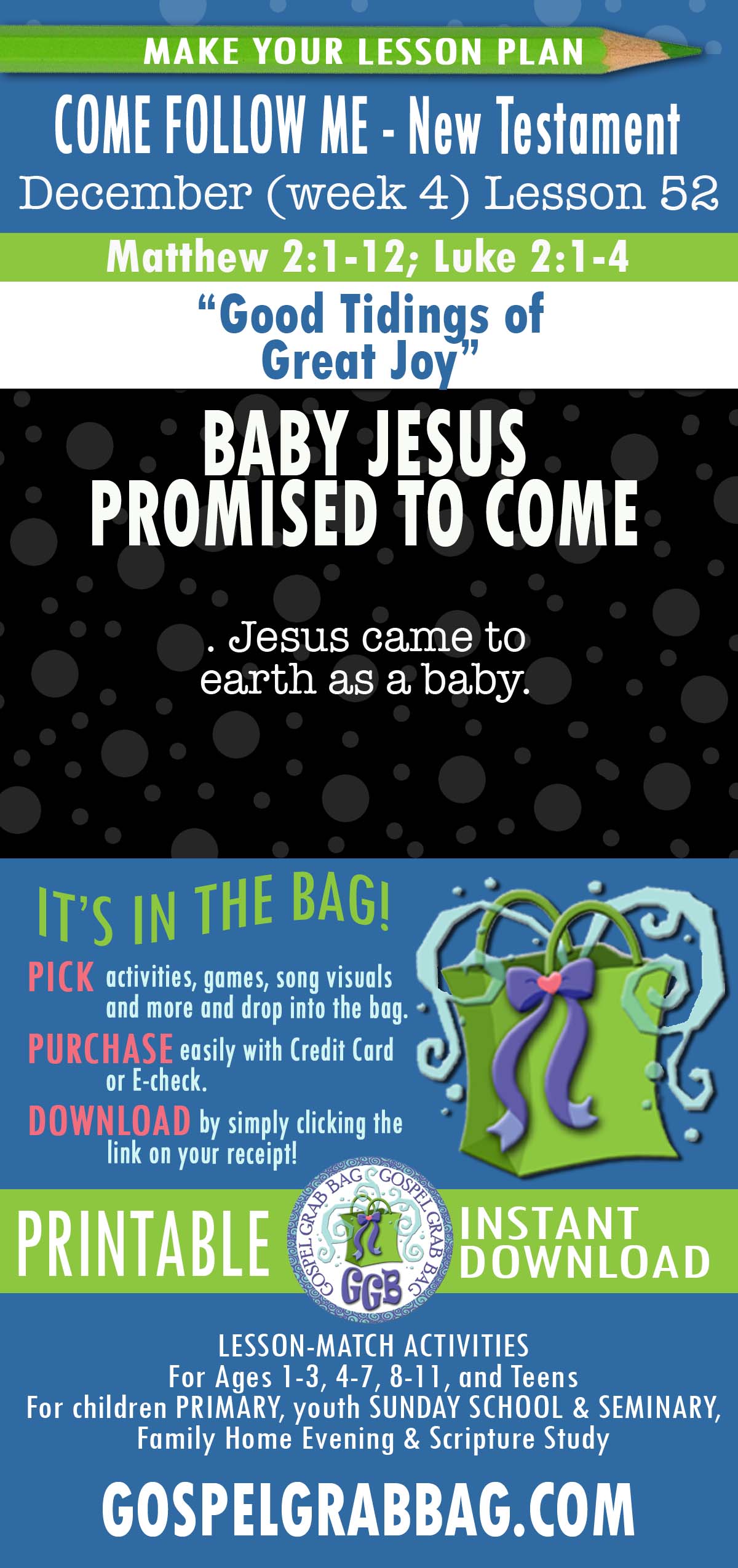 “Good Tidings of Great Joy” lesson activities for COME FOLLOW ME - New Testament December