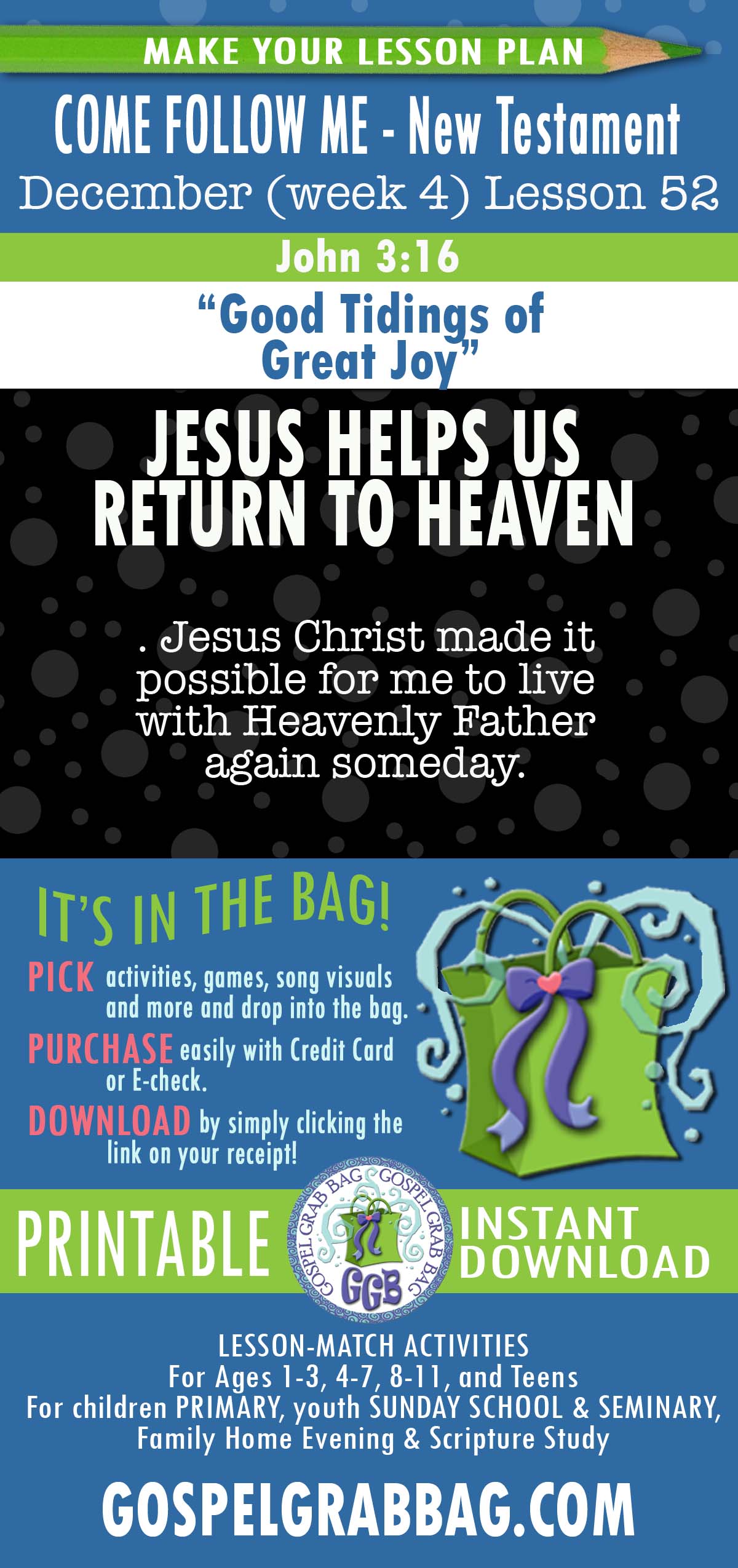 “Good Tidings of Great Joy” lesson activities for COME FOLLOW ME - New Testament December