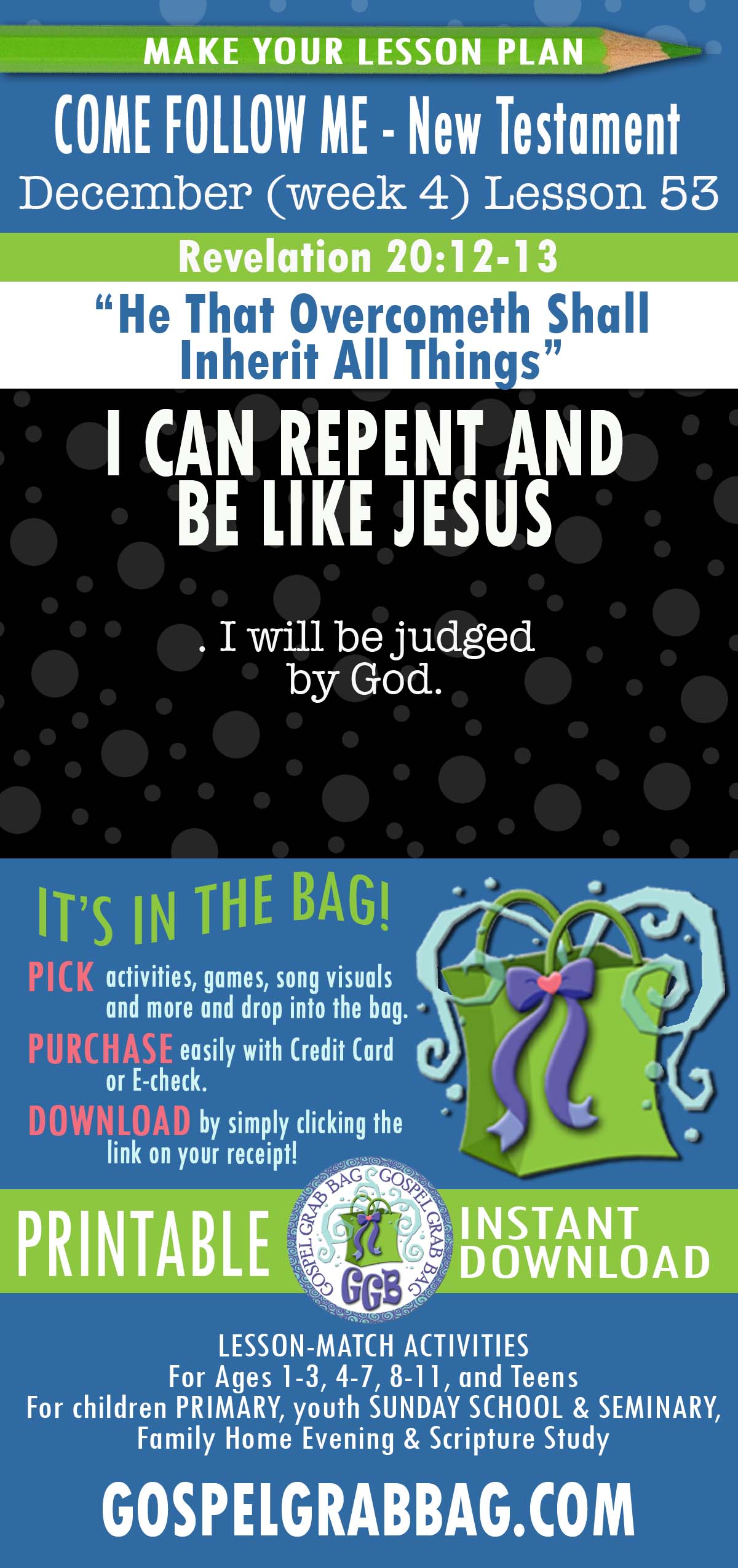 "He That Overcometh Shall Inherit All Things" lesson activities for COME FOLLOW ME - New Testament December