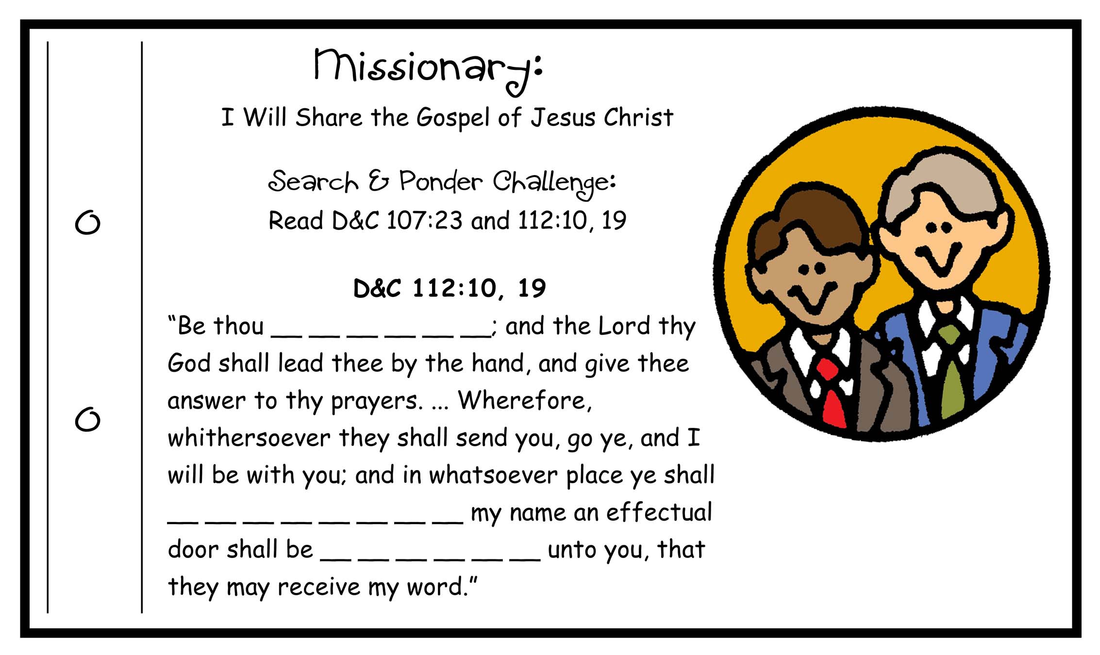 D&C 112:10, 19 SCRIPTURE CHALLENGE CARD on Missionary Work