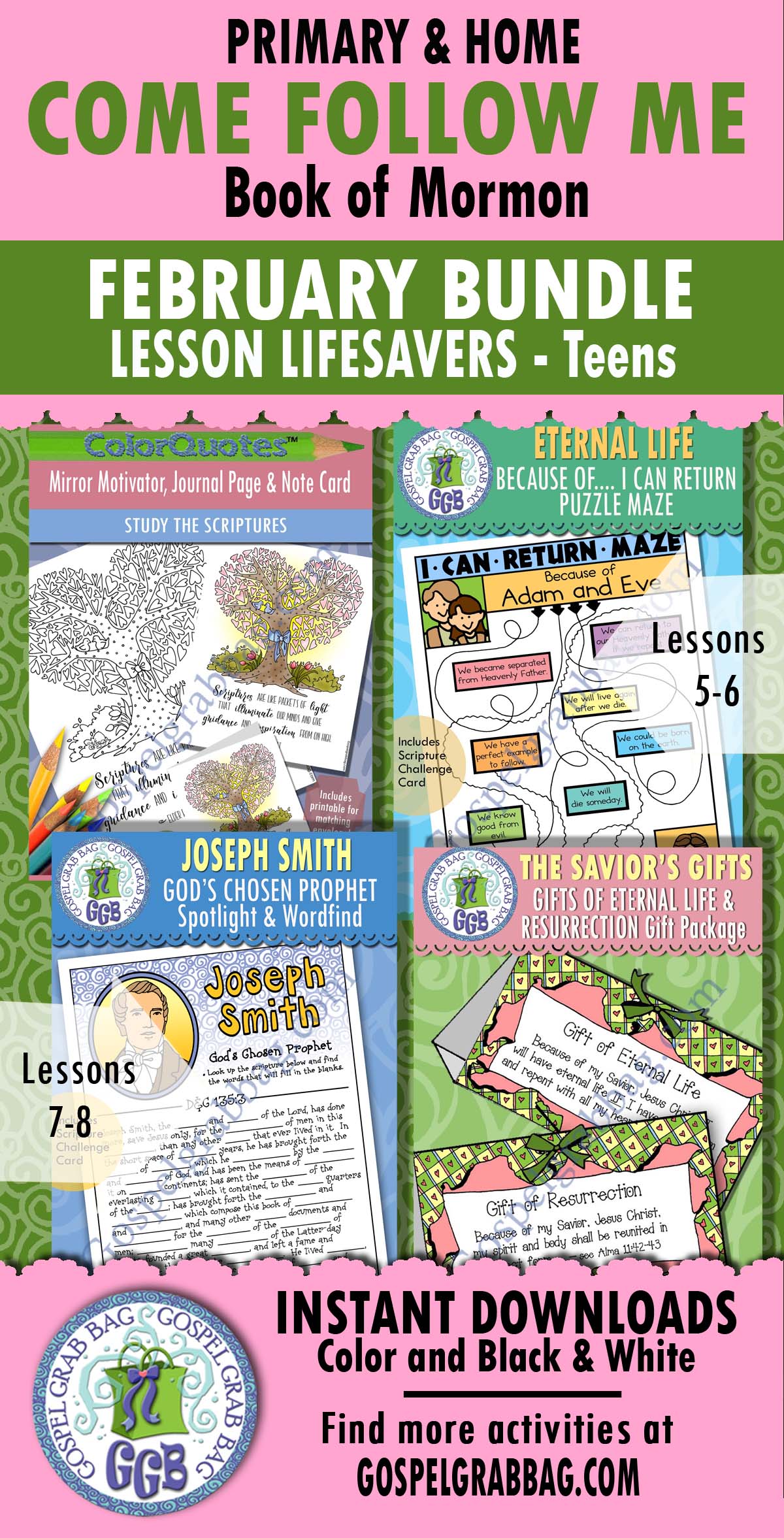TEEN Activities COME FOLLOW ME January BOOK OF MORMON for Sunday School and Home