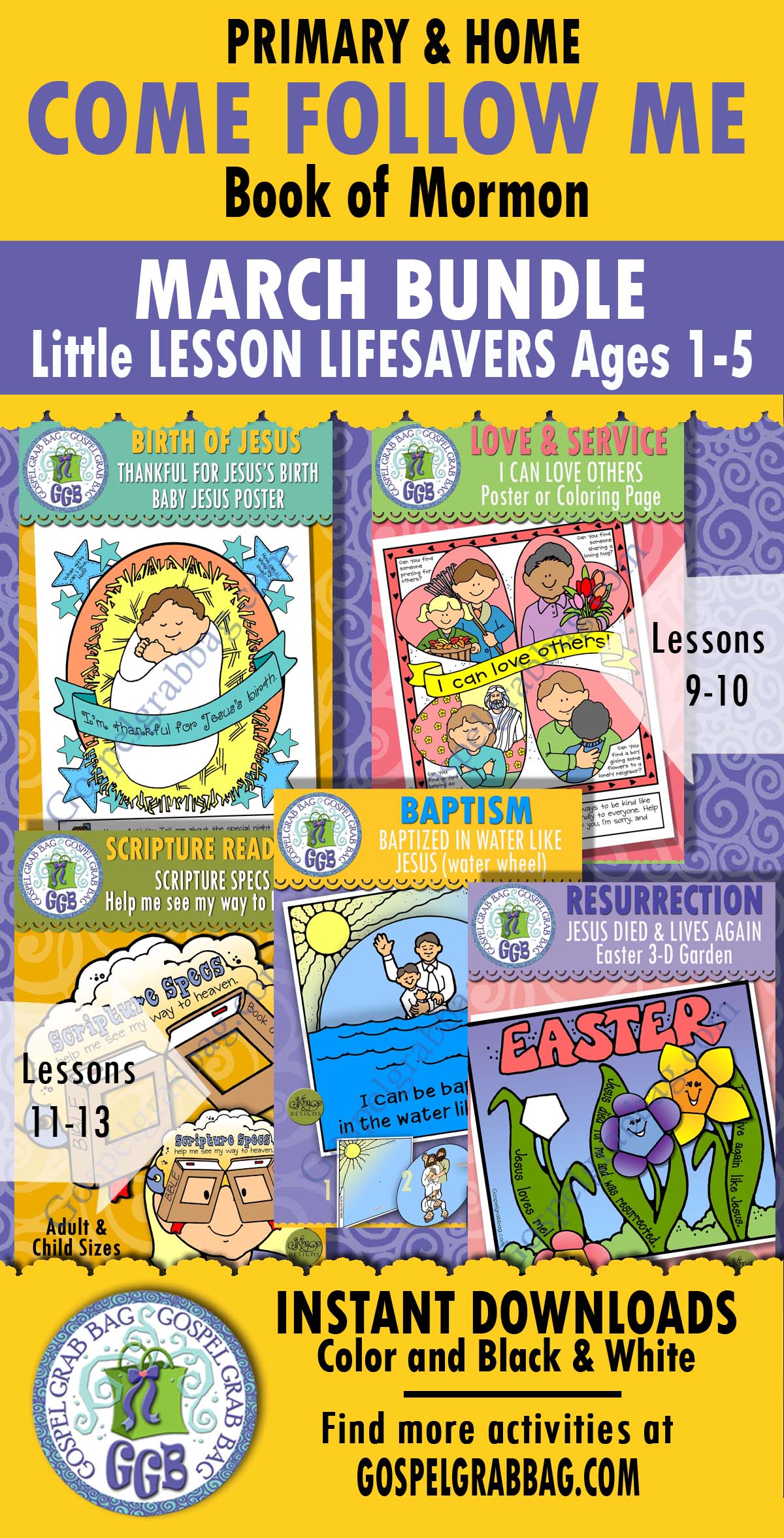 Ages 1-5 Book of Mormon, Come Follow Me lesson activities for March