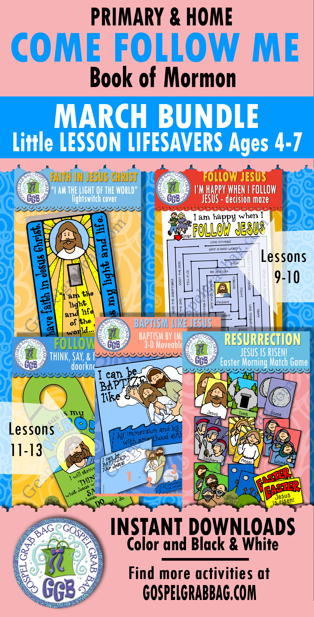 Ages 4-7 Book of Mormon, Come Follow Me lesson activities for March