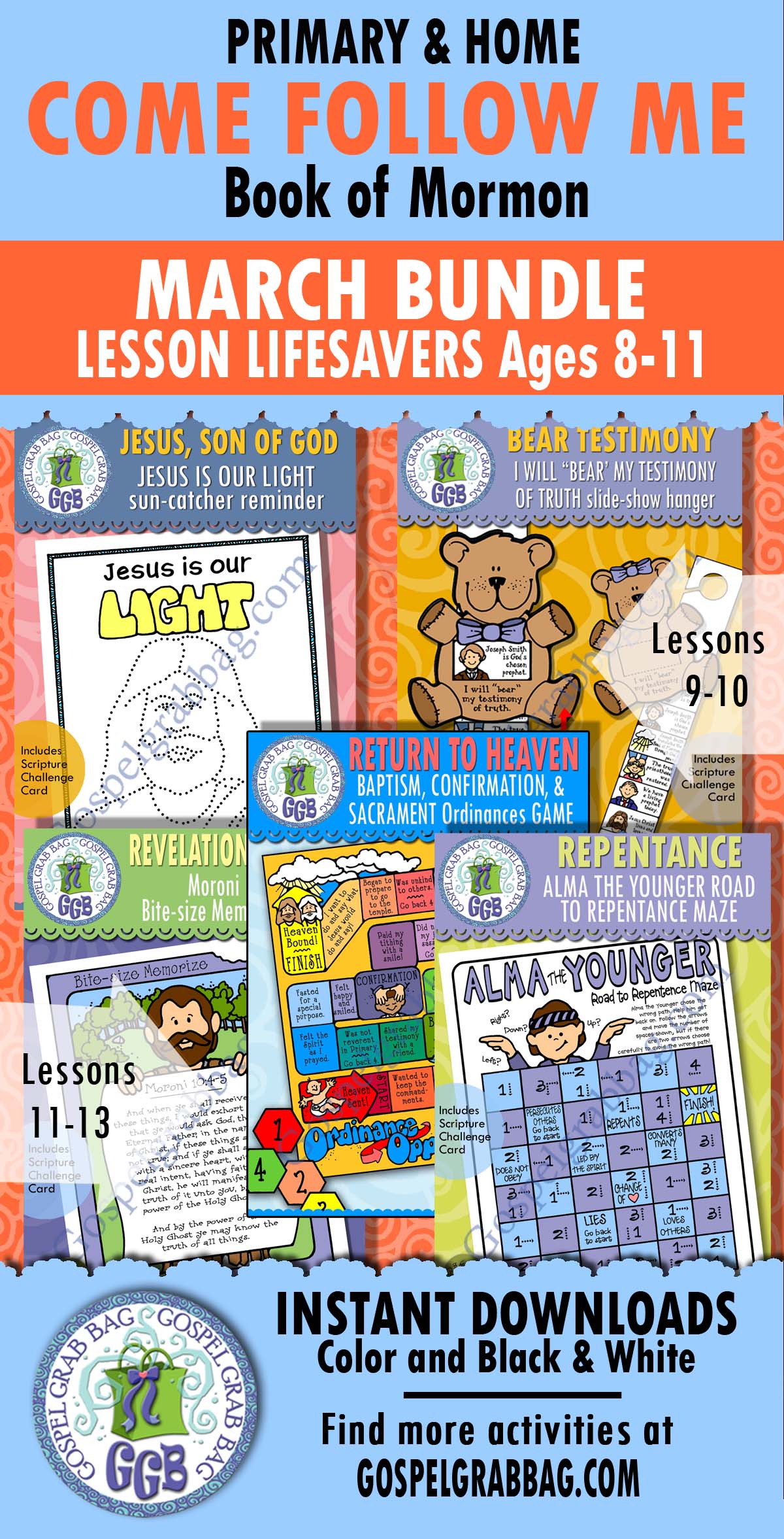 Ages 8-11 Book of Mormon, Come Follow Me lesson activities for March