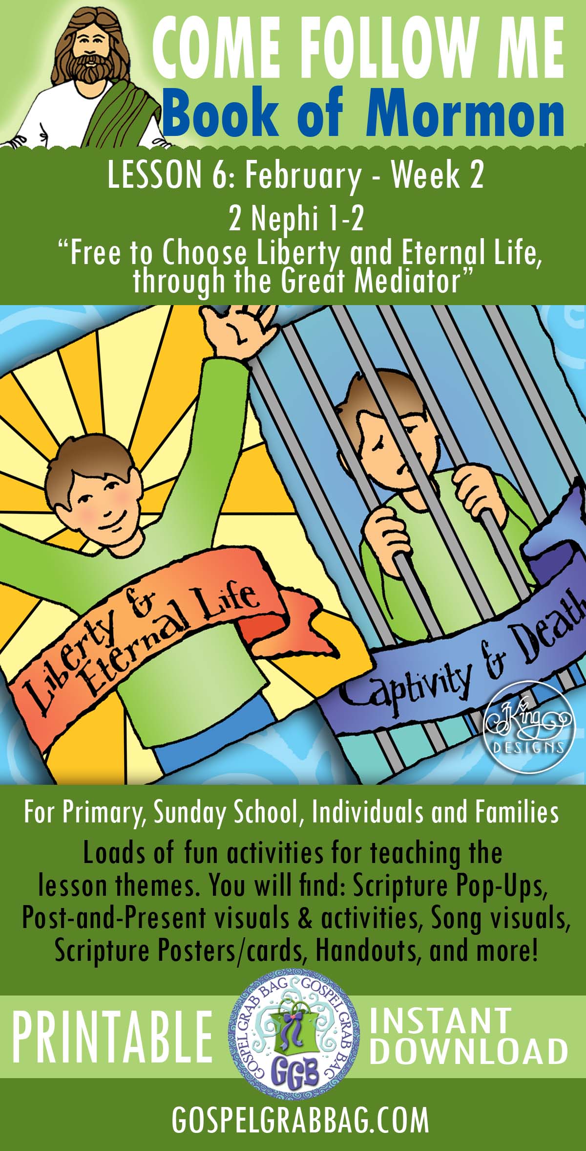 "Free to Choose Liberty and Eternal Life, through the Great Mediator" Activities for Come Follow Me Lesson - February week 2