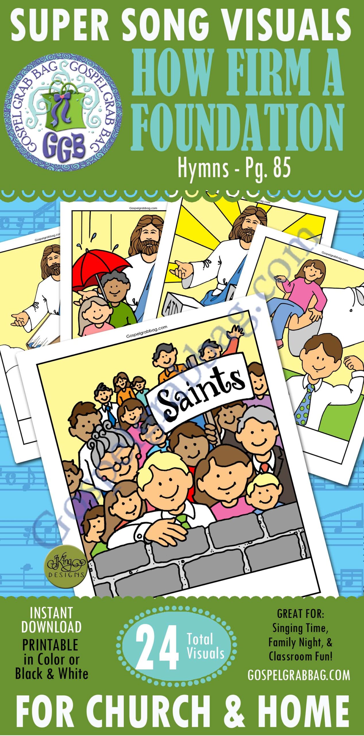 "How Firm a Foundation" song visuals verses 1-3 illustrated PRIMARY SINGING - MUSIC