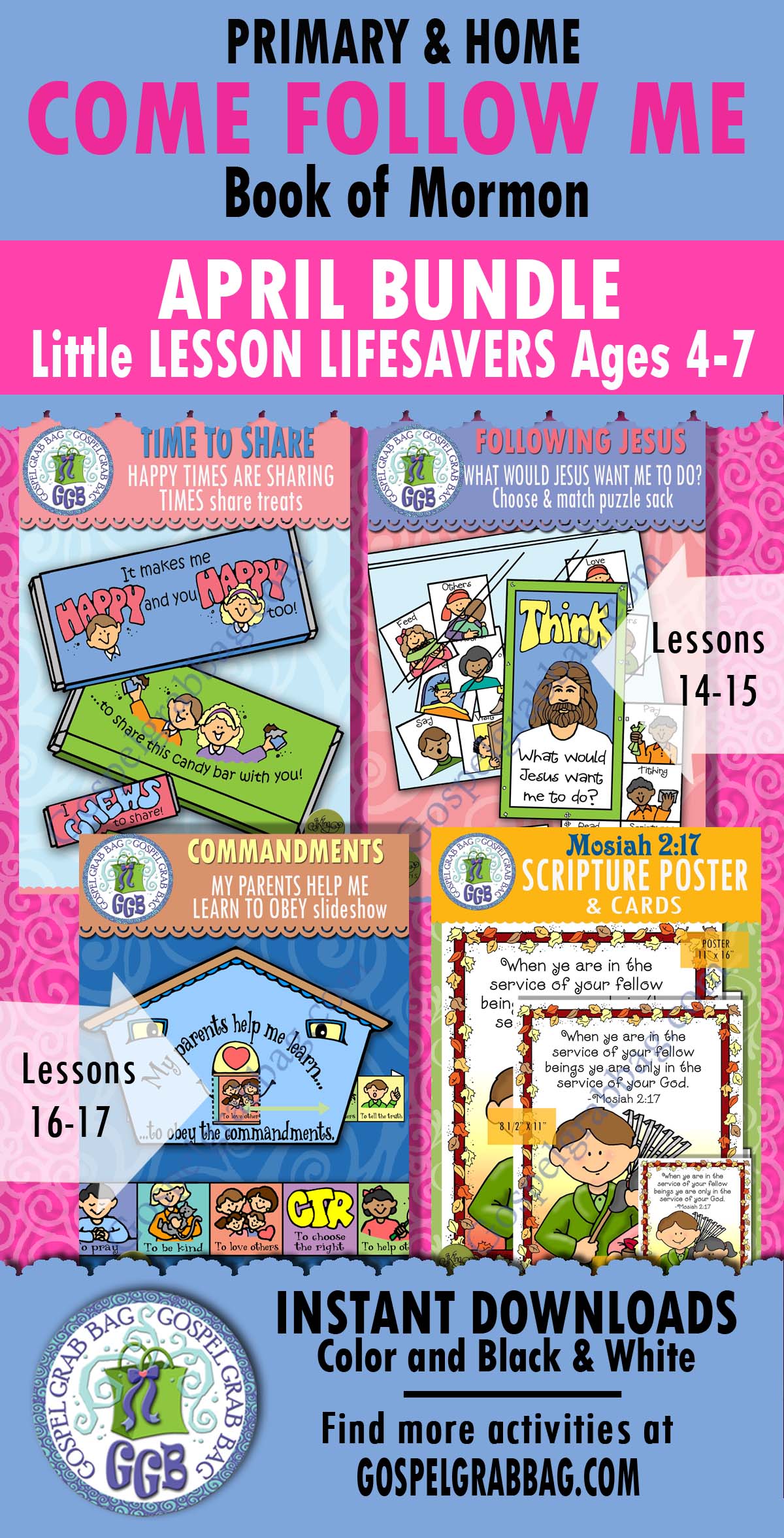 COME FOLLOW ME Ages 4-5 Activities - April BUNDLE