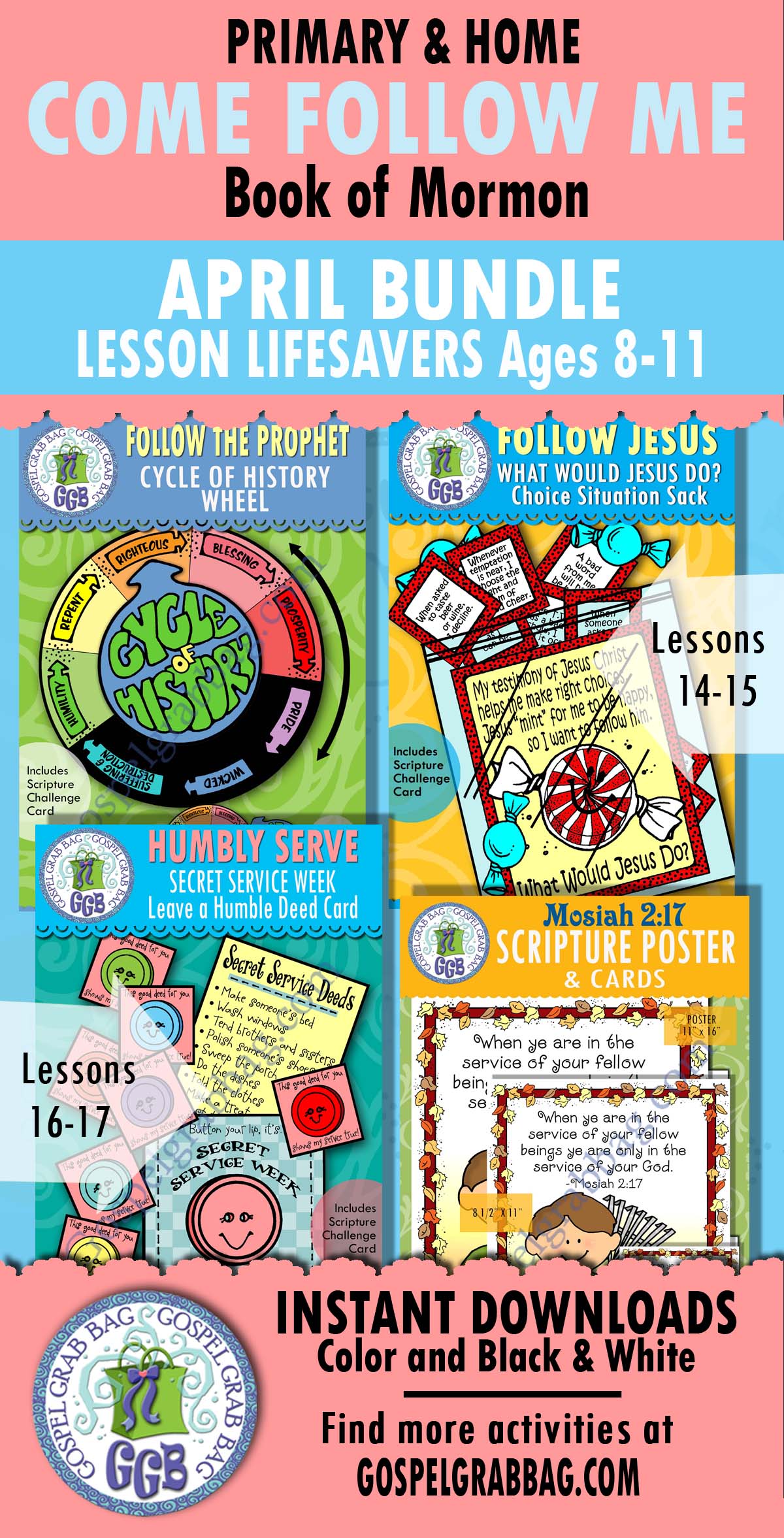 COME FOLLOW ME Ages 8-11 Activities - April BUNDLE