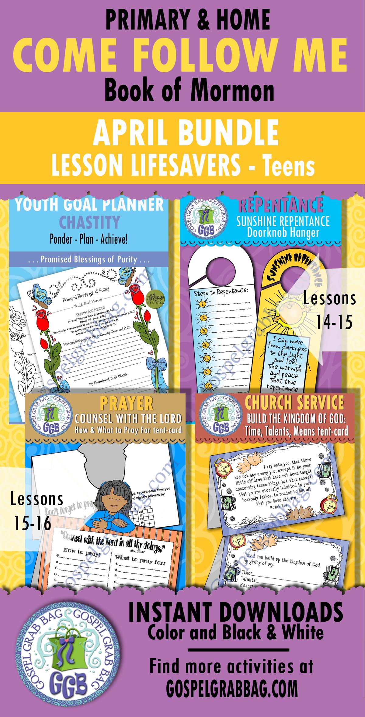 COME FOLLOW ME for Teens Sunday School Activities - April BUNDLE