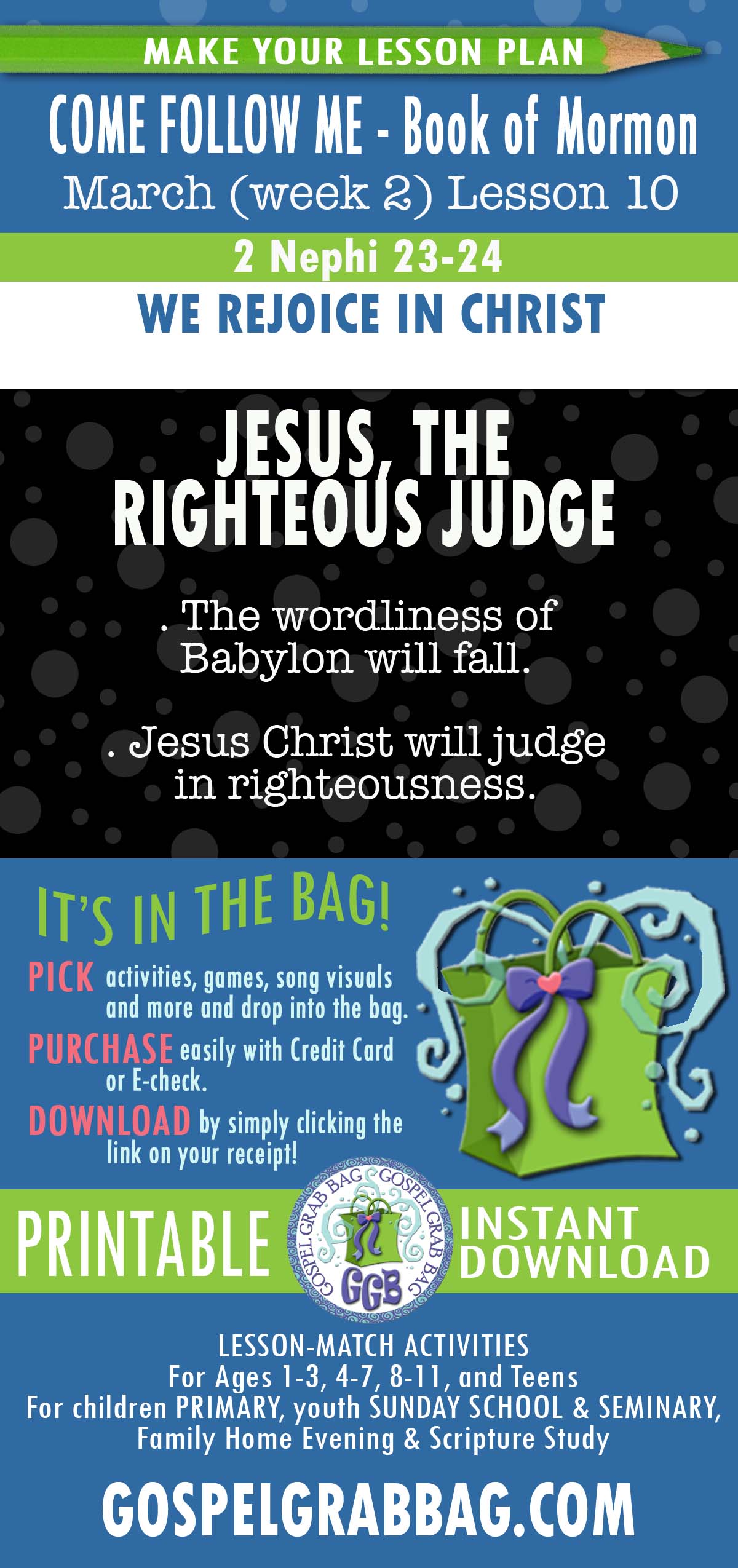 “We Rejoice in Christ” COME FOLOW ME Lessons Activities - March week 2