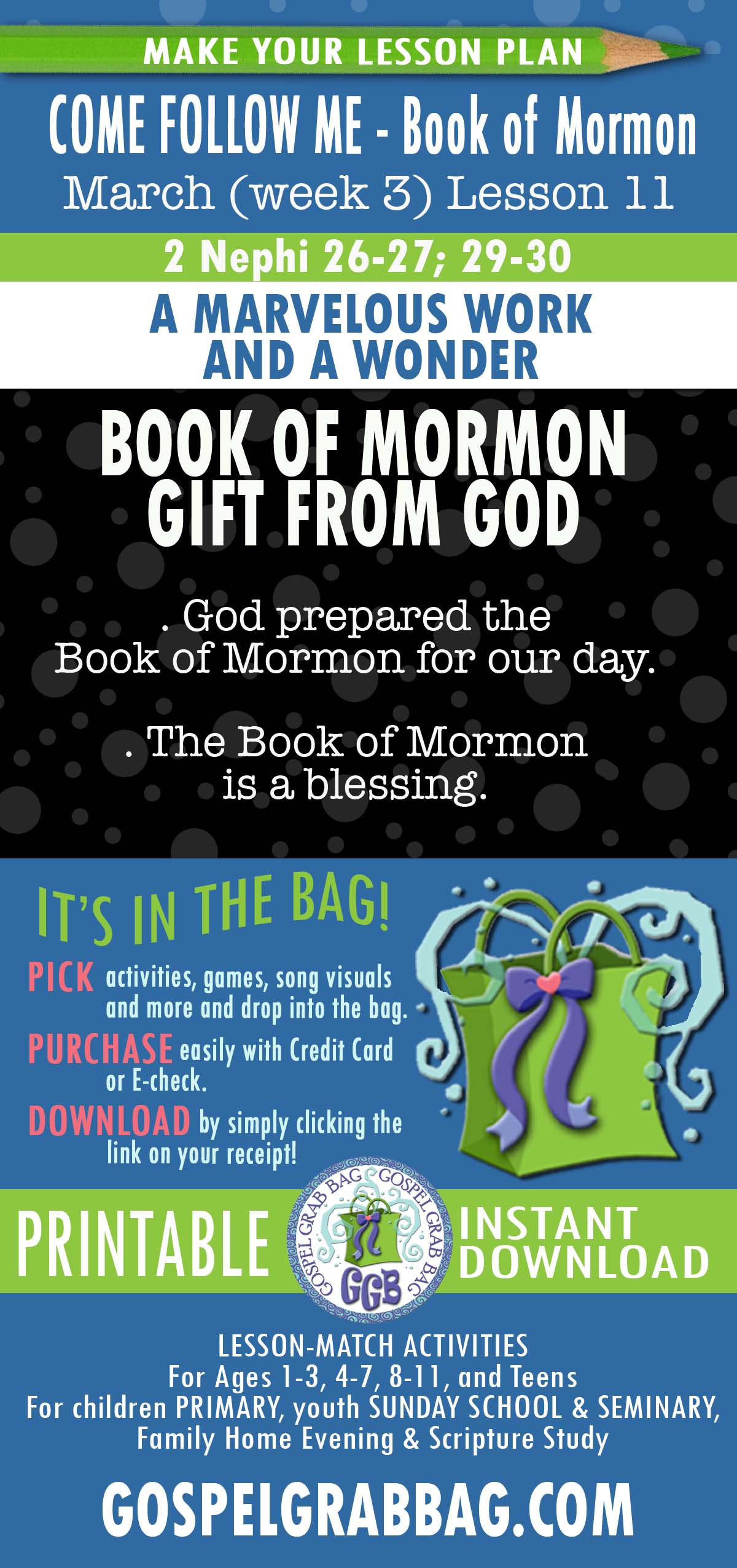 “A Marvelous Work and a Wonder”” COME FOLOW ME Lessons Activities - March week 3