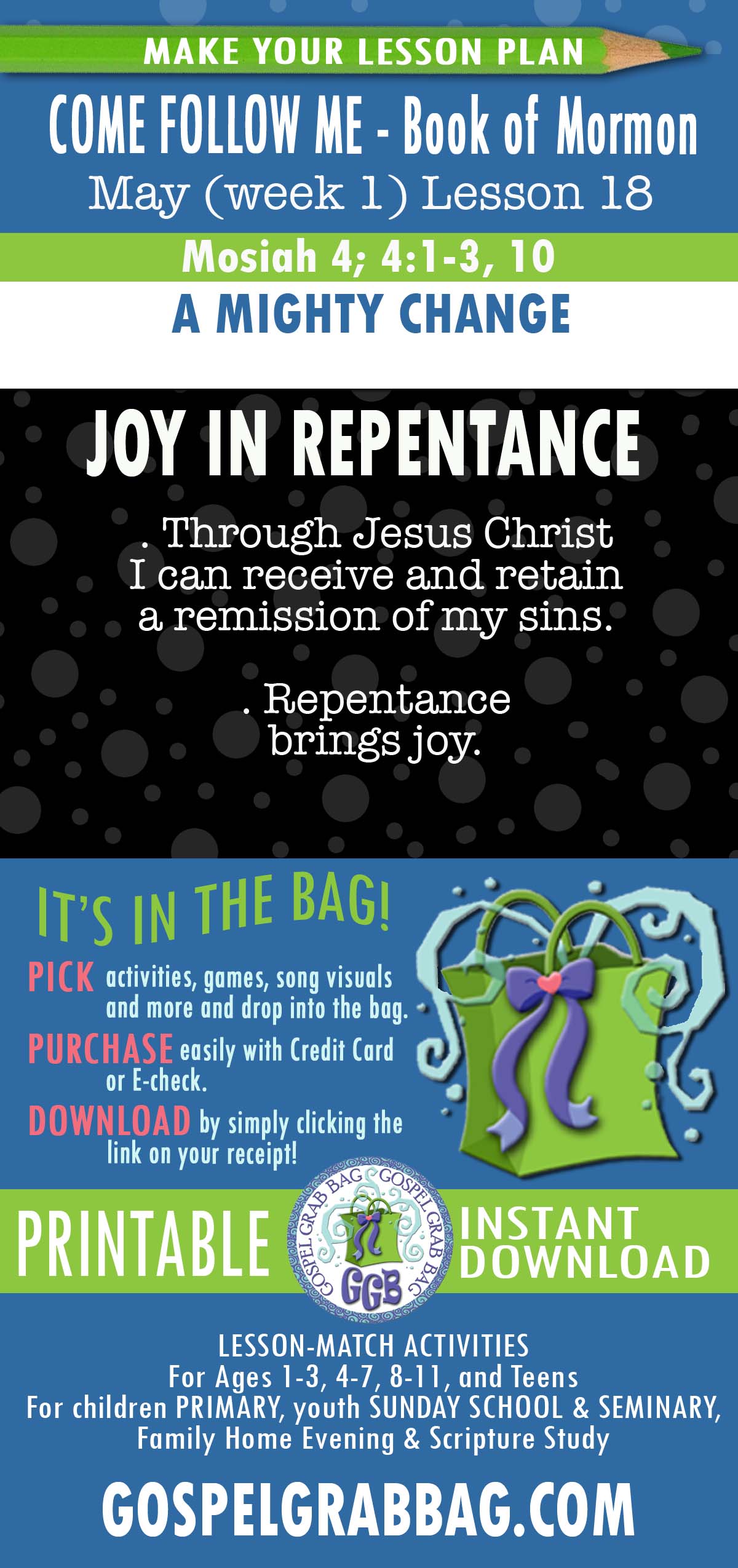 "A Mighty Change of Heart" Come Follow Me - May (week 1) lesson activities