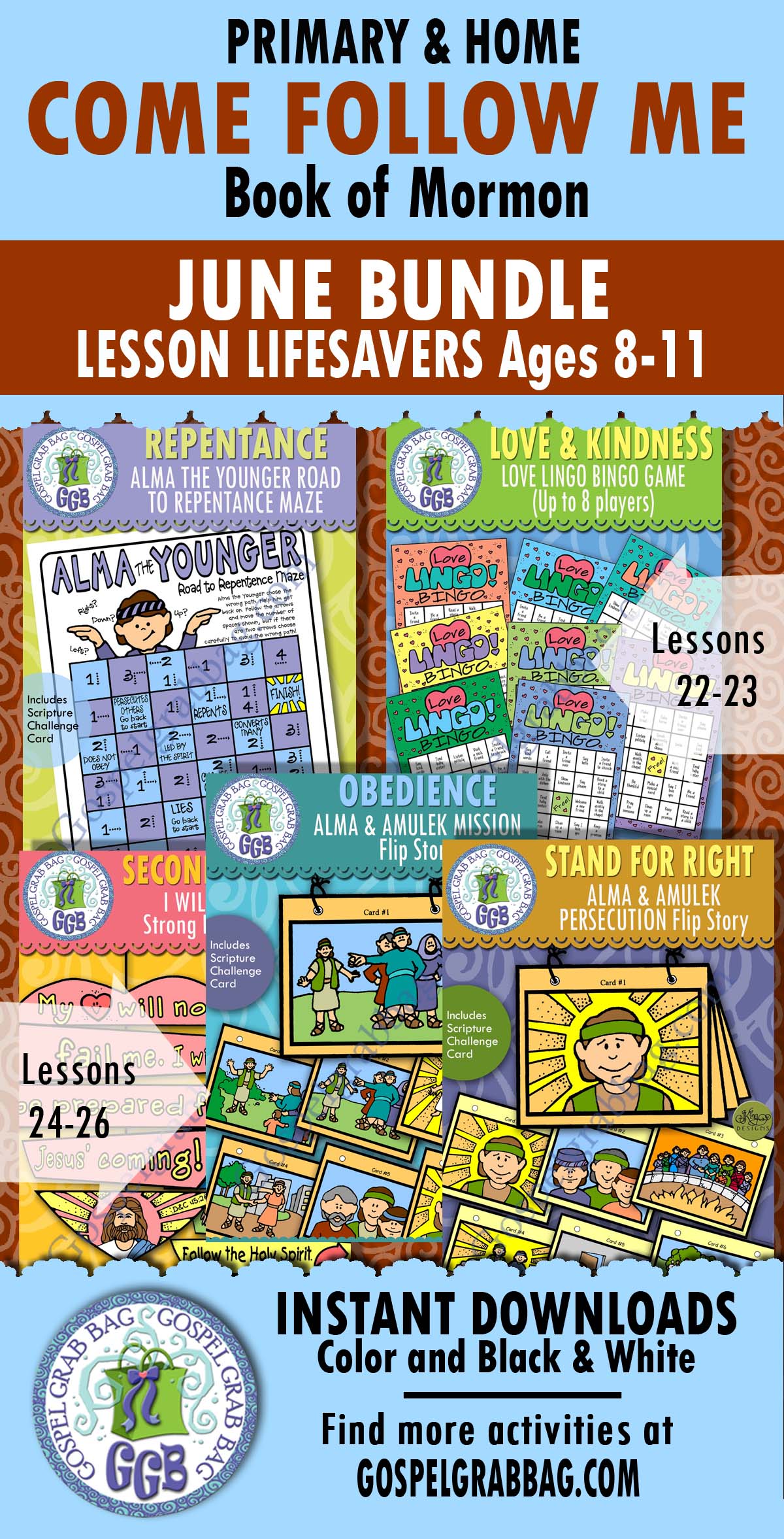 Ages 8-11 Activities for COME FOLLOW ME May weeks 1-5 Book of Mormon BUNDLE