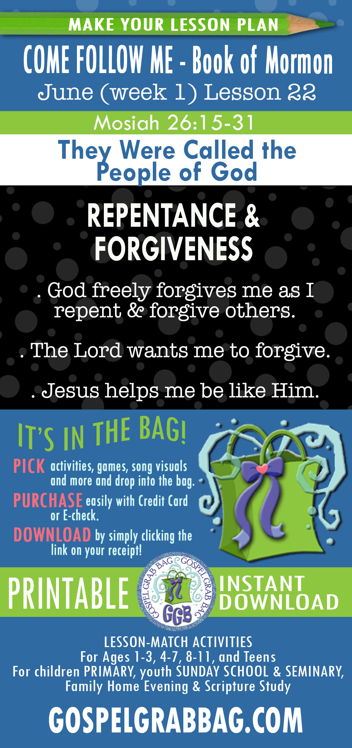 COME FOLLOW ME - Book of Mormon LESSON ACTIVITIES FOR "They Were Called the People of God" Mosiah 25-28