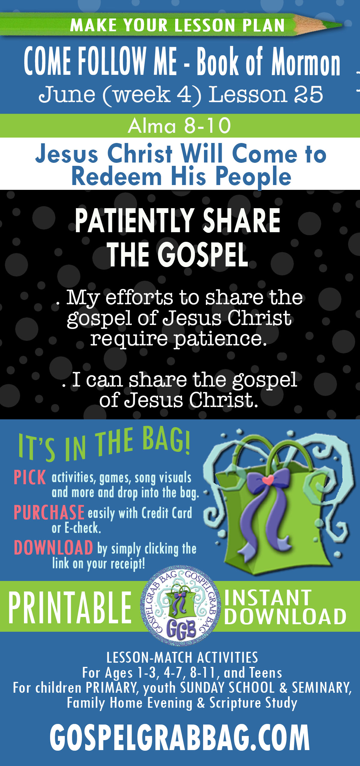 COME FOLLOW ME - Book of Mormon LESSON ACTIVITIES FOR "Jesus Christ Will Come to Redeem His People" Alma 8-12
