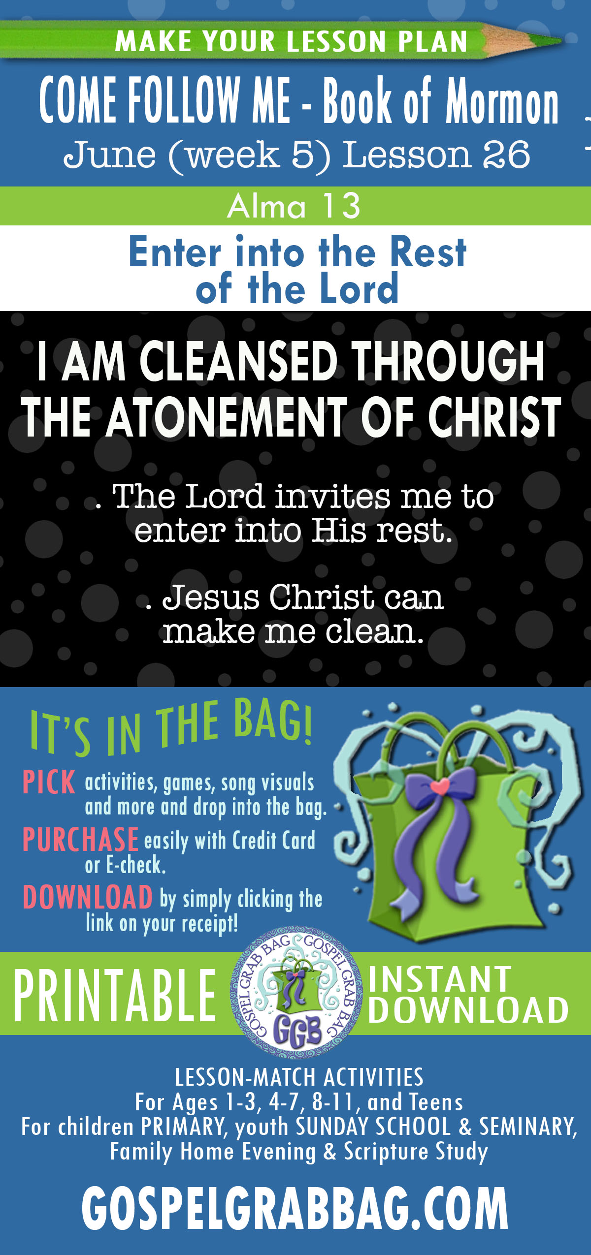 COME FOLLOW ME - Book of Mormon LESSON ACTIVITIES FOR "Enter into the Rest of the Lord" Alma 13-16