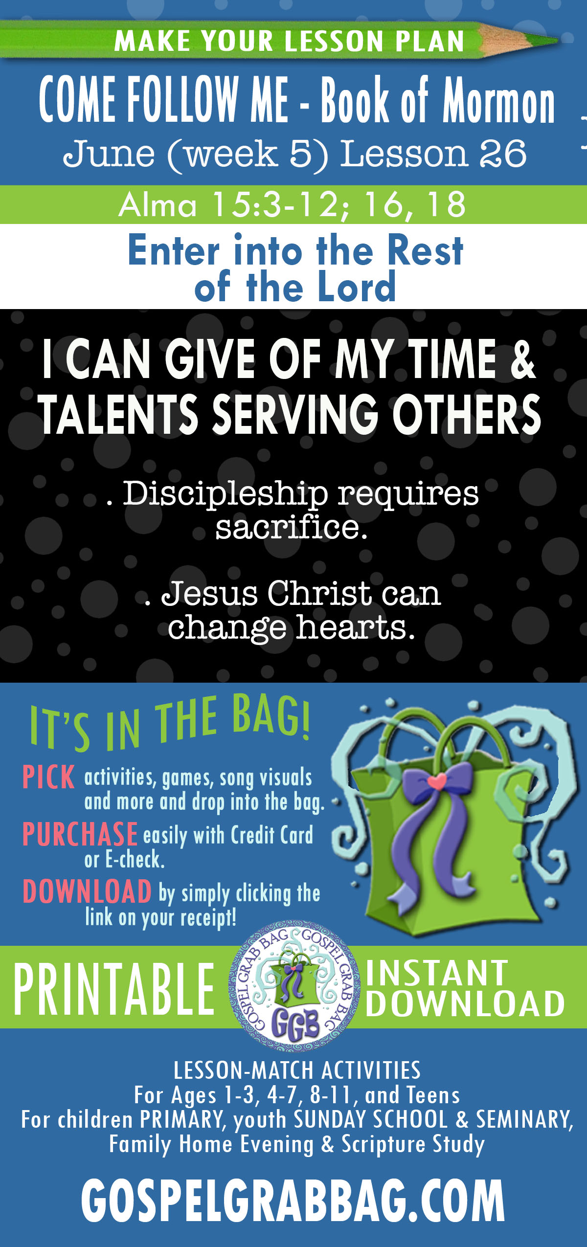COME FOLLOW ME - Book of Mormon LESSON ACTIVITIES FOR "Enter into the Rest of the Lord" Alma 13-16