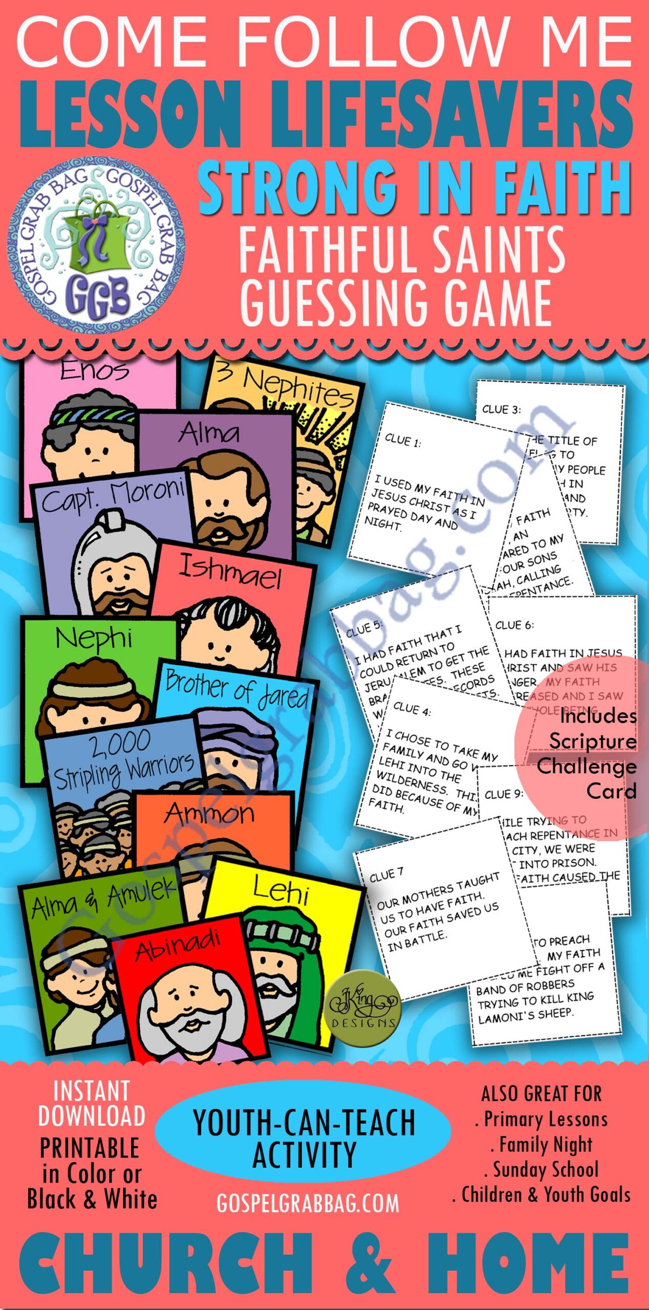 FAITH Book of Mormon activity "Faithful Saints Guessing Game"
