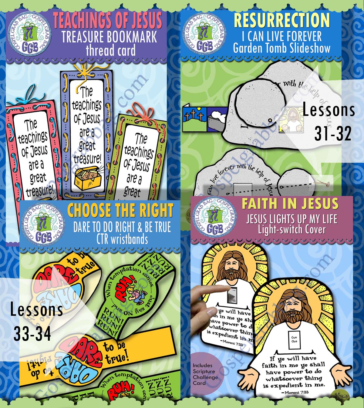 Ages 4-7 activities for COME FOLLOW ME Book of Mormon August weeks 1-4 Lessons 31-34