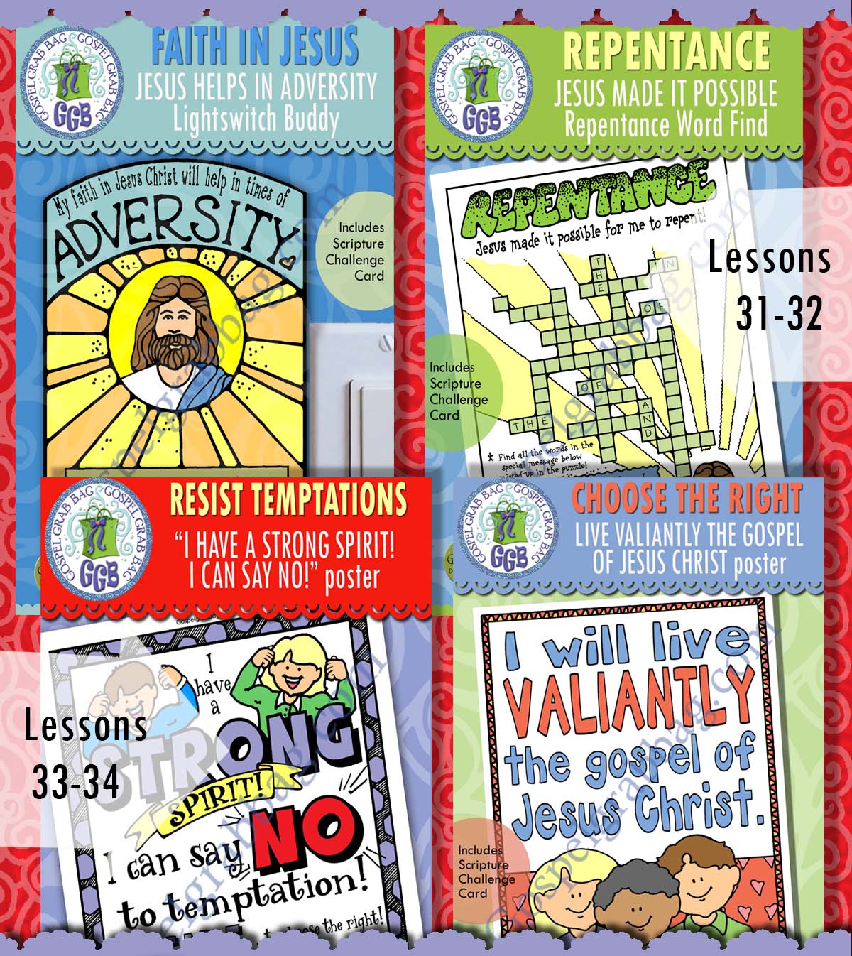 Ages 8-11 activities for COME FOLLOW ME Book of Mormon August weeks 1-4 Lessons 31-34