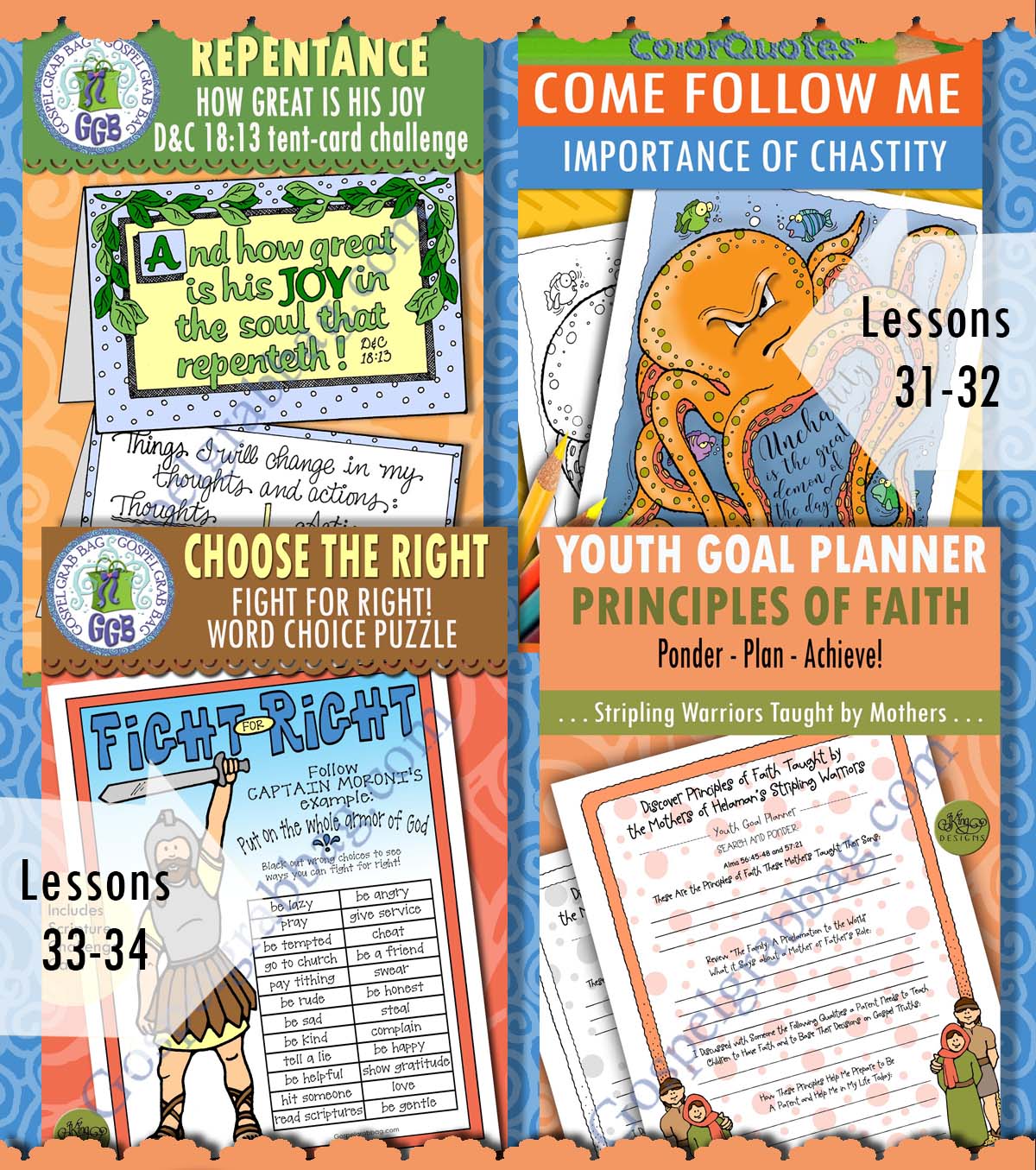 TEEN Sunday School activities for COME FOLLOW ME Book of Mormon August weeks 1-4 Lessons 31-34