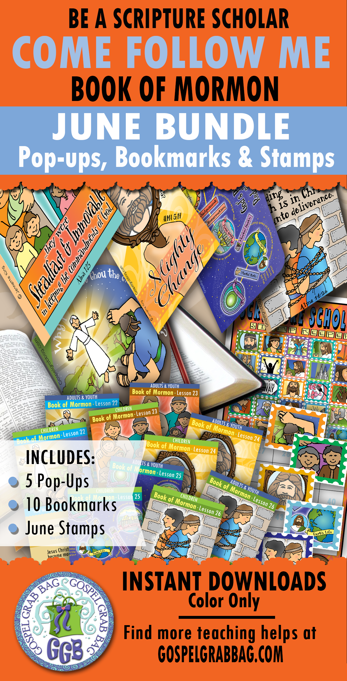 COME FOLLOW ME Book of Mormon June Scripture Scholars bundle (Mosiah 25-29; Alma. 4-16)