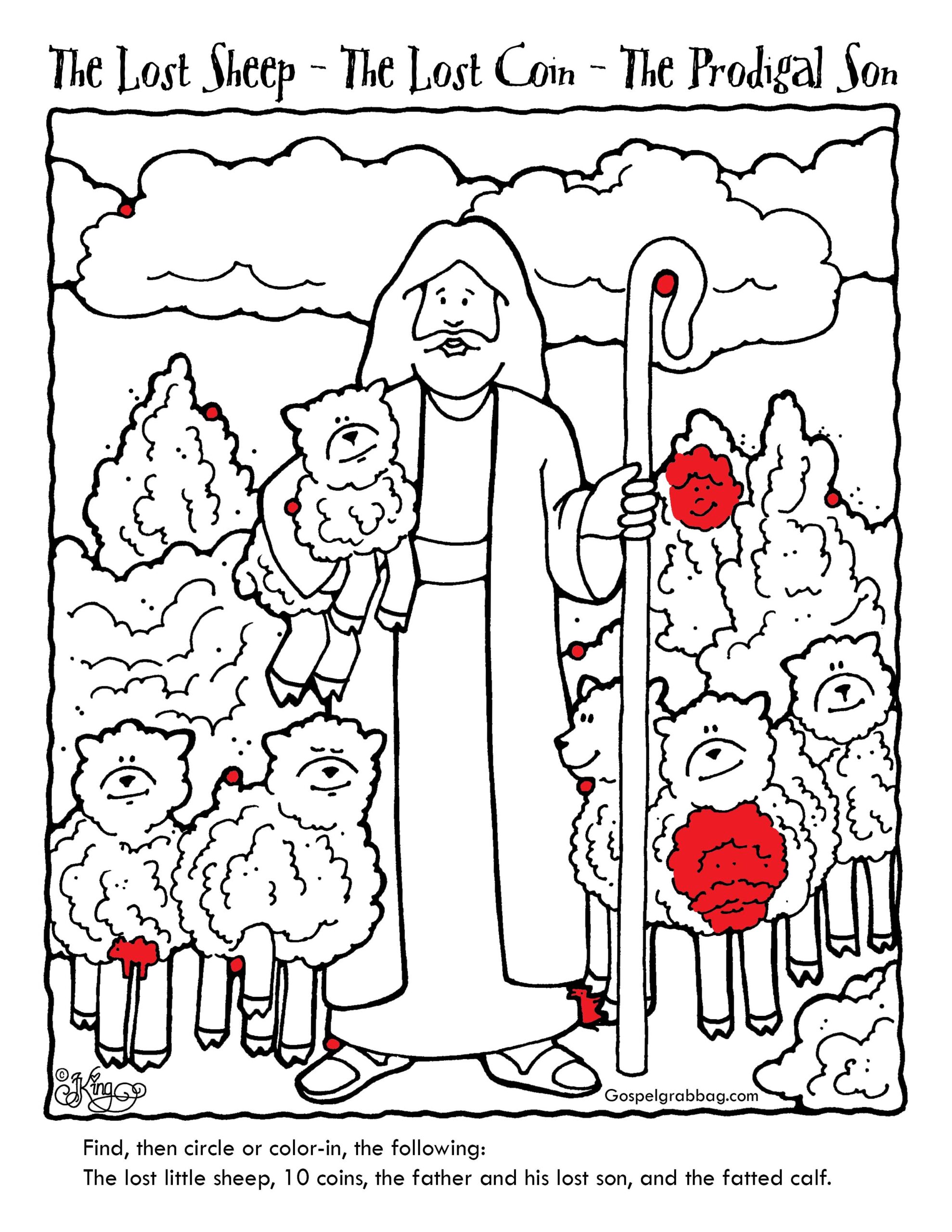 PARABLES: The Lost Sheep, Lost Coin, Prodigal Son find the lost pictures ACTIVITY for children and youth BIBLE 
