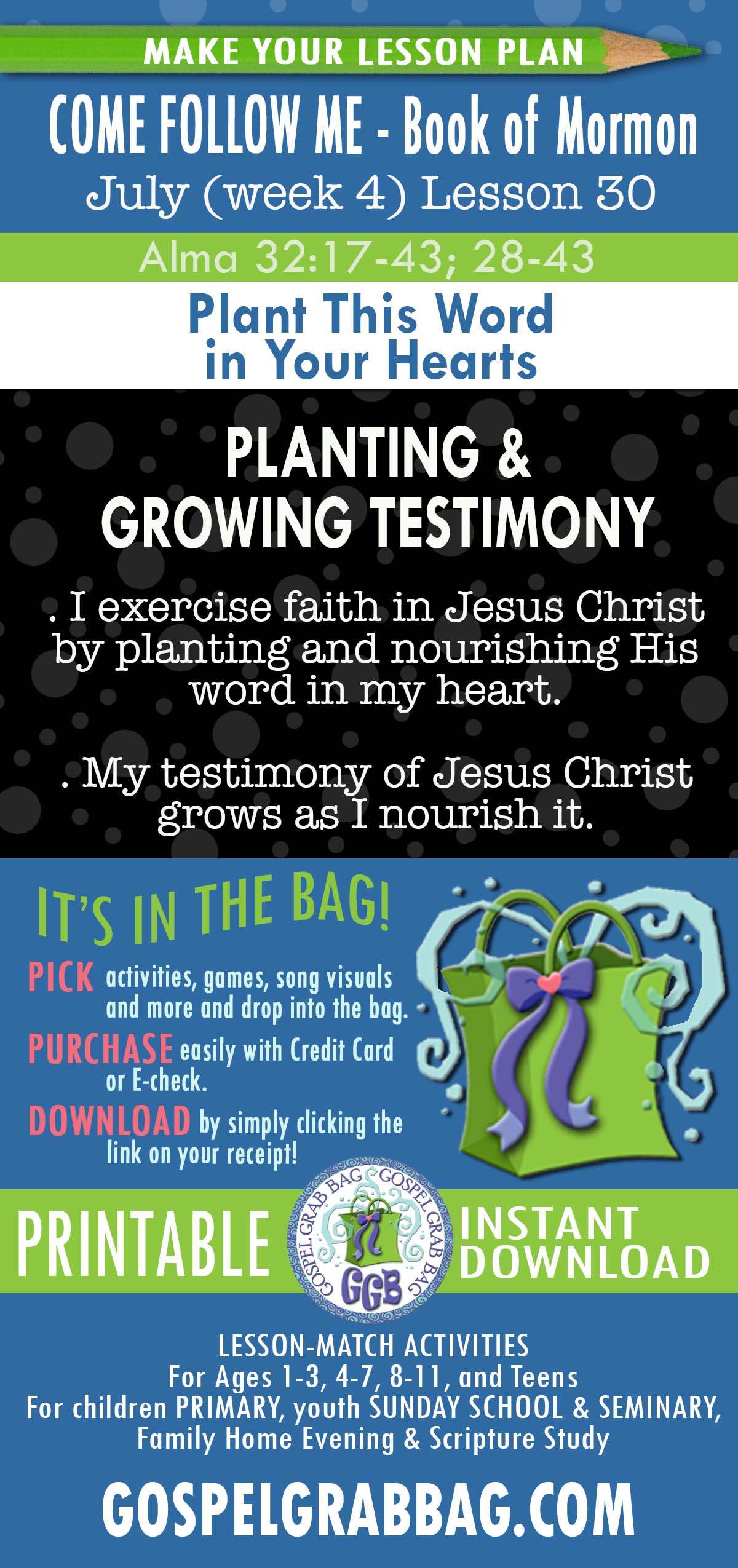 “Plant This Word in Your Hearts” Alma 32 COME FOLLOW ME Activities