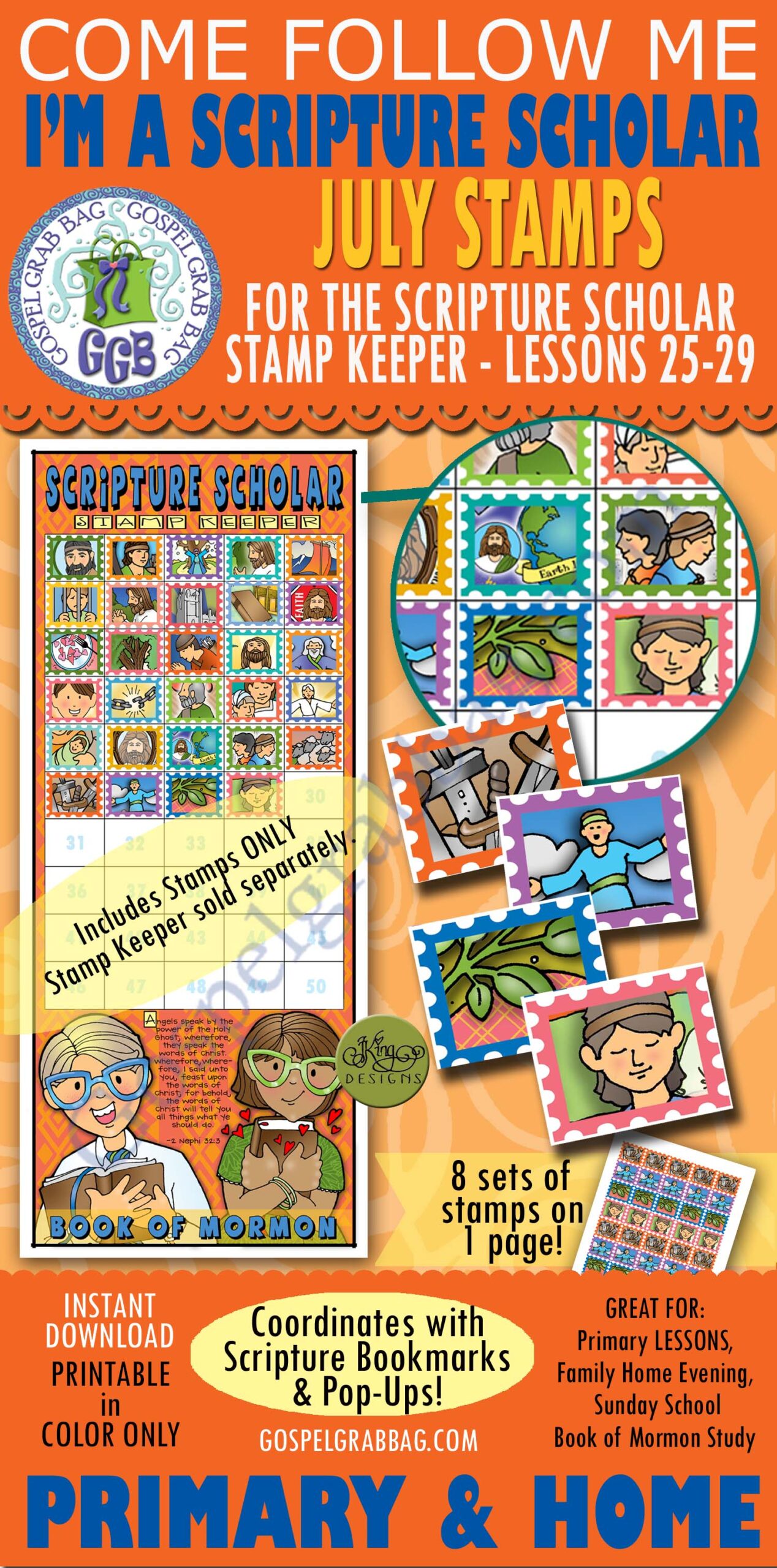 SCRIPTURE SCHOLARS bundle for July (weeks 1-4) - Book of Mormon - Come Follow Me (scripture reward stamps) July Book of Mormon