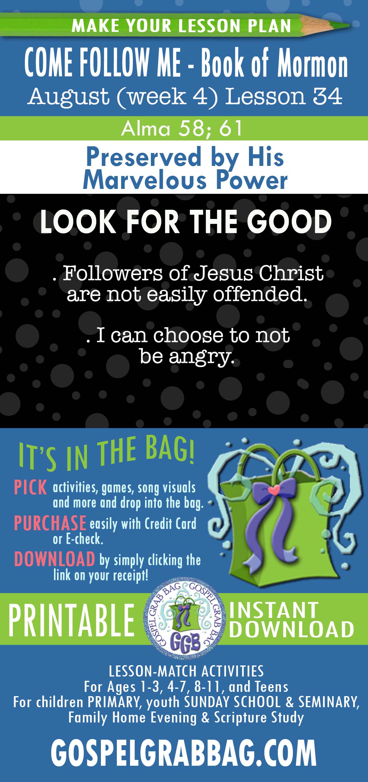 "Preserved by His Marvelous Power" Come Follow Me - August lesson activities - Book of Mormon