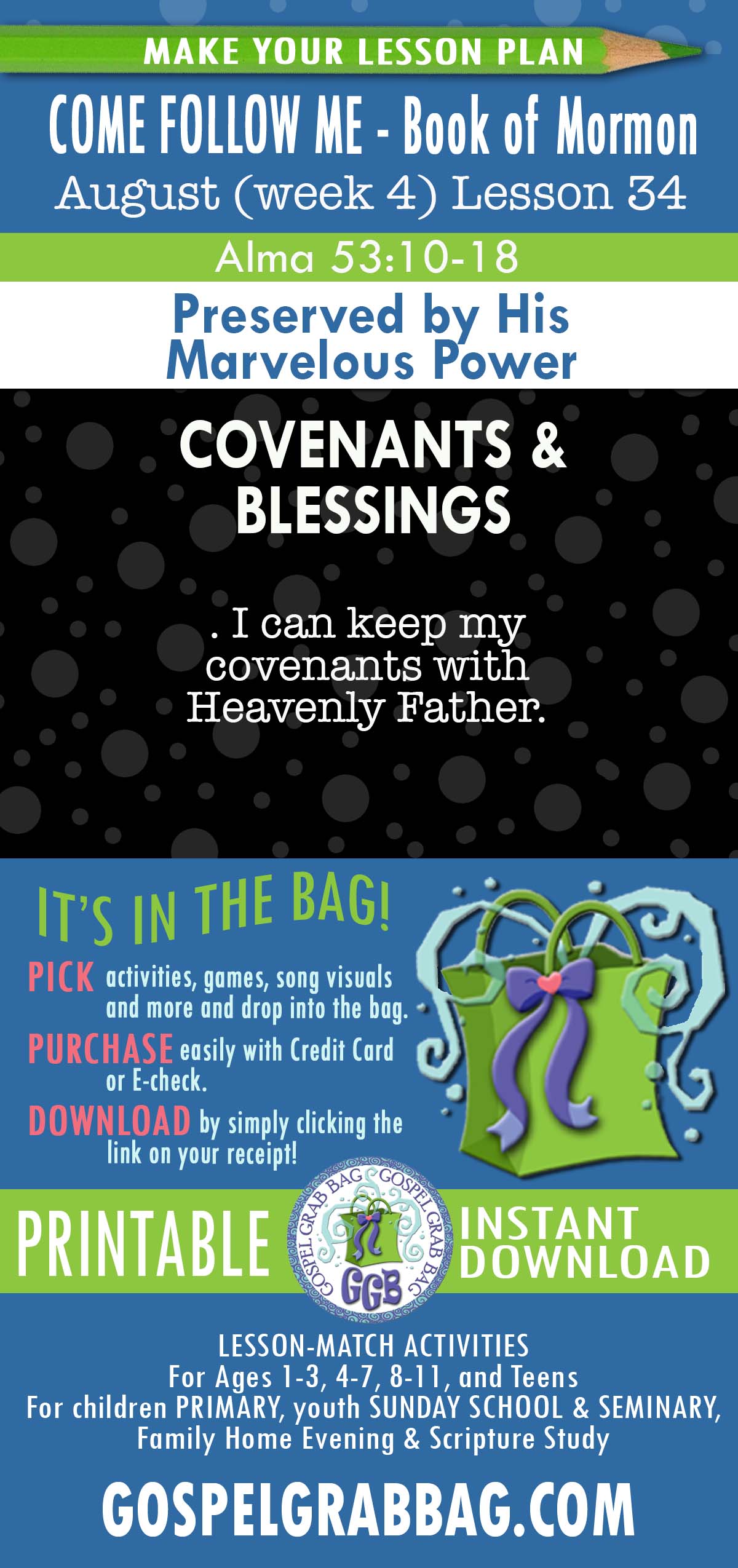 "Preserved by His Marvelous Power" Come Follow Me - August lesson activities - Book of Mormon