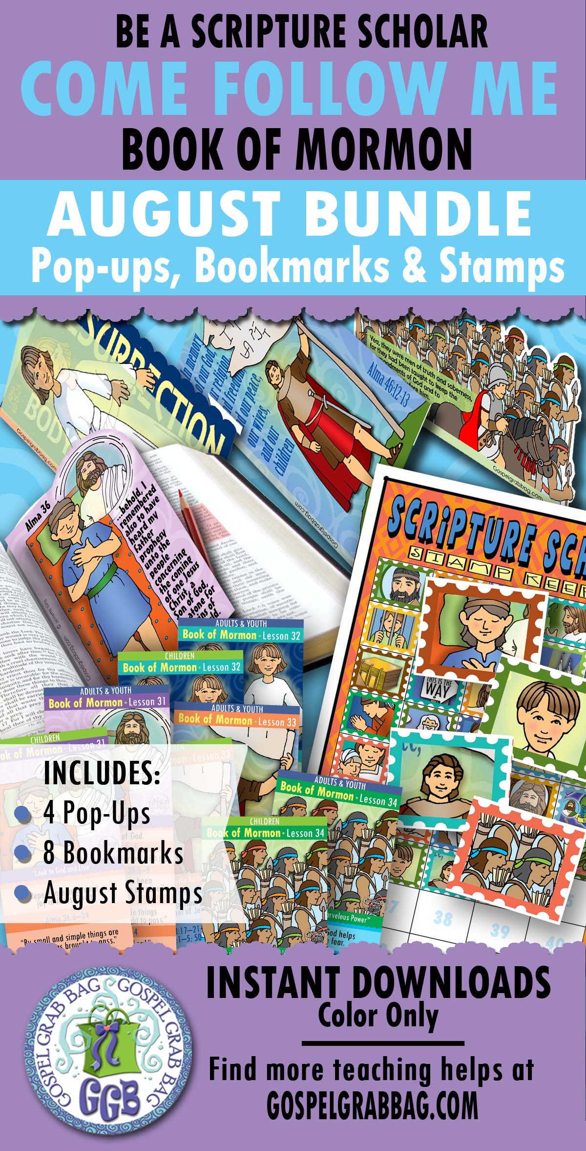 SCRIPTURE SCHOLARS August Come Follow Me - Book of Mormon BUNDLE