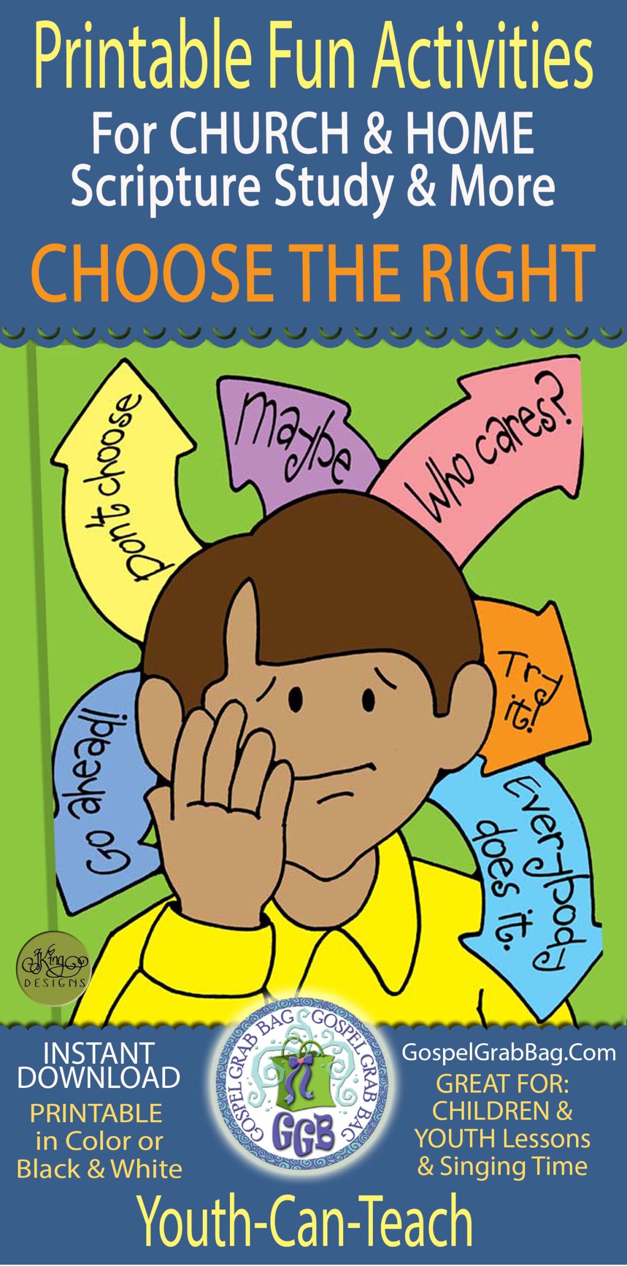 CHOOSE THE RIGHT Index of activities for CHURCH & HOME - to teach children and youth