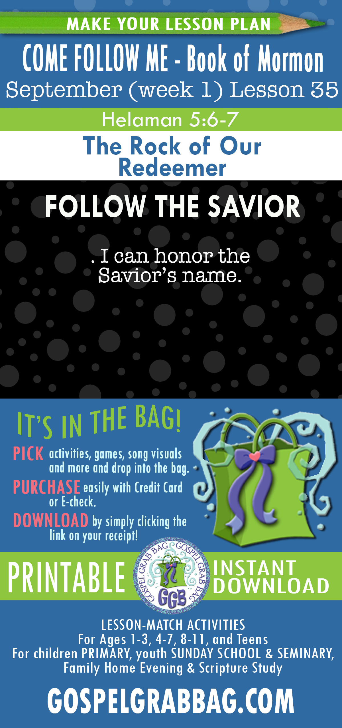 "The Rock of Our Redeemer" COME FOLLOW ME Activities for church and home - September - Book of Mormon