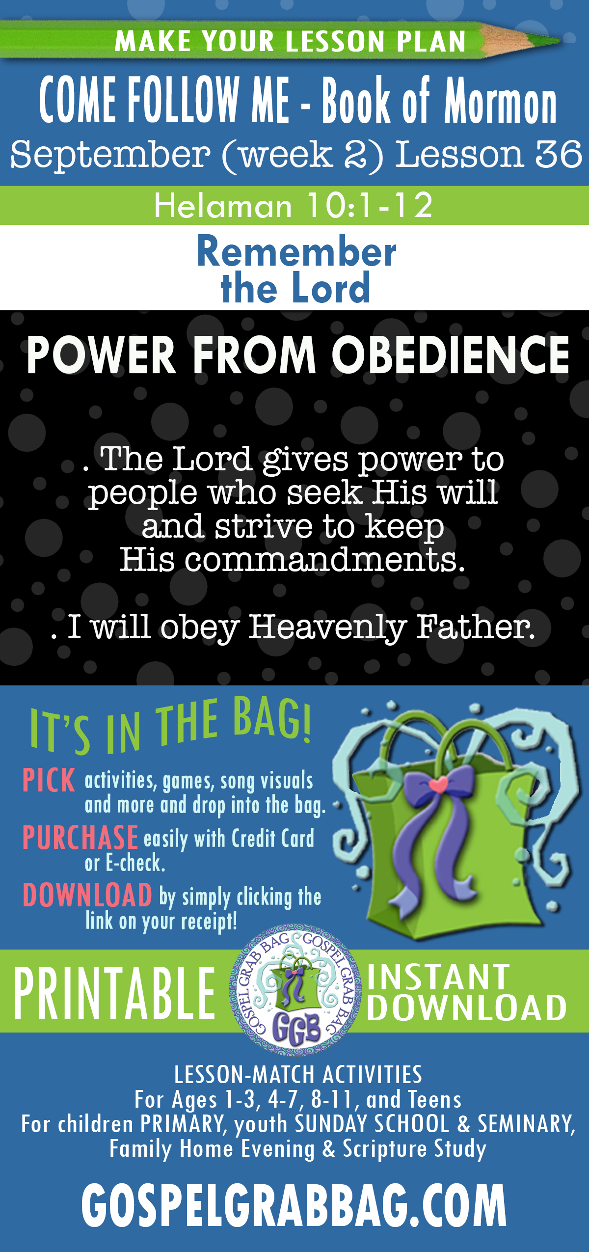 "Remember the Lord" COME FOLLOW ME Activities for church and home - September - Book of Mormon
