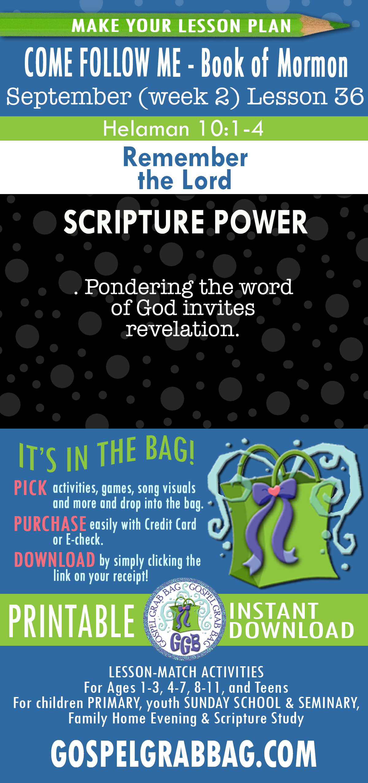 "Remember the Lord" COME FOLLOW ME Activities for church and home - September - Book of Mormon