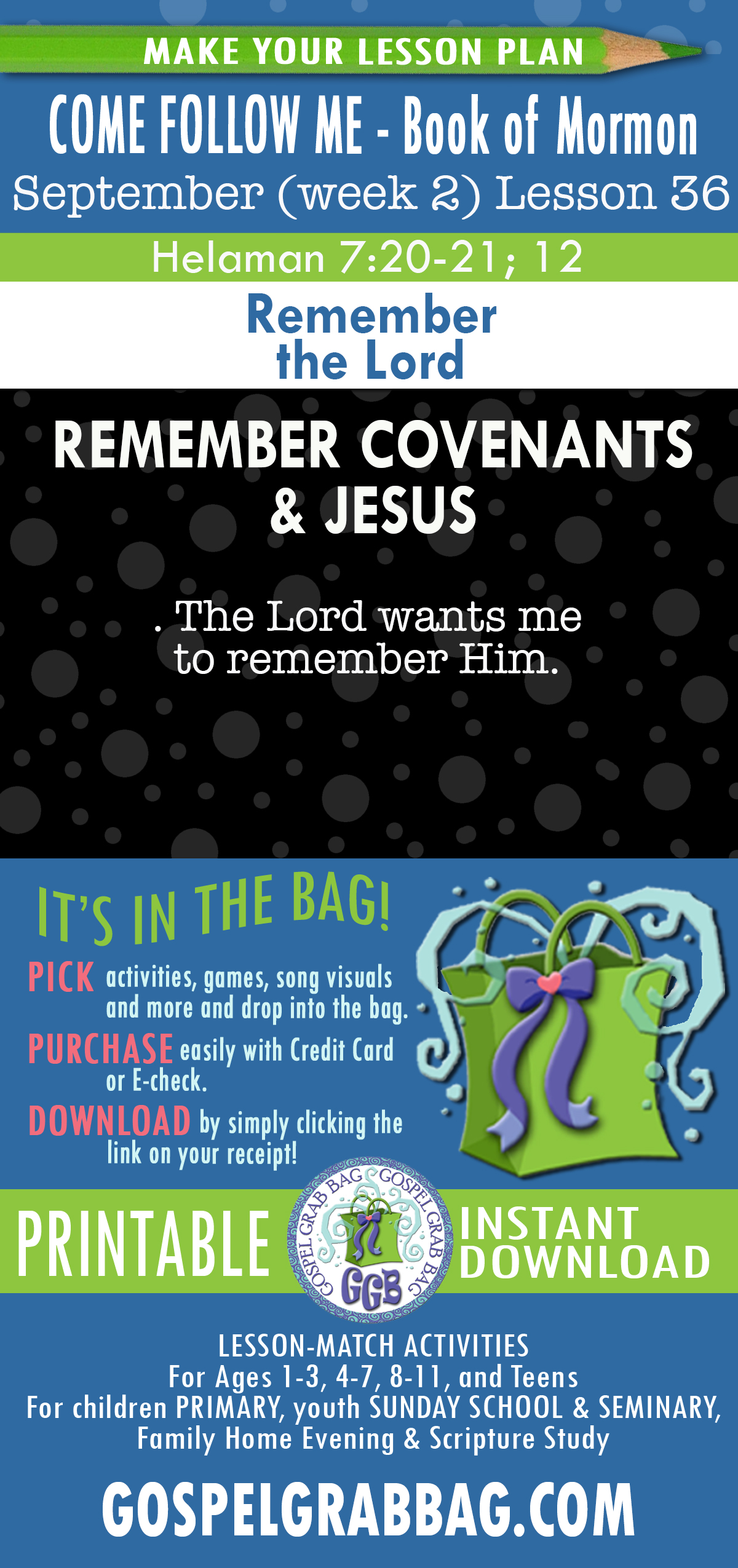"Remember the Lord" COME FOLLOW ME Activities for church and home - September - Book of Mormon