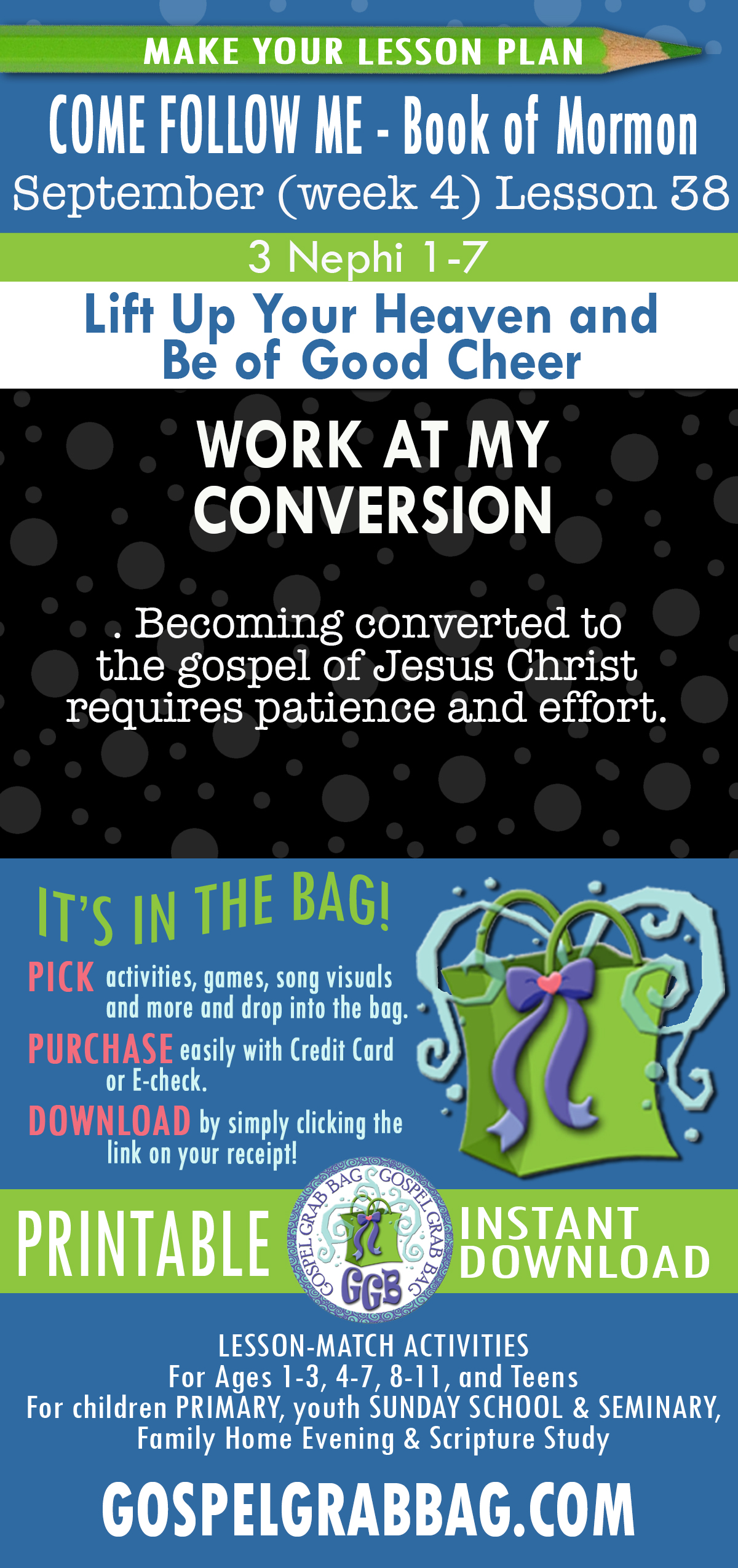 "Lift Up Your Head and Be of Good Cheer" COME FOLLOW ME Activities for church and home - September - Book of Mormon