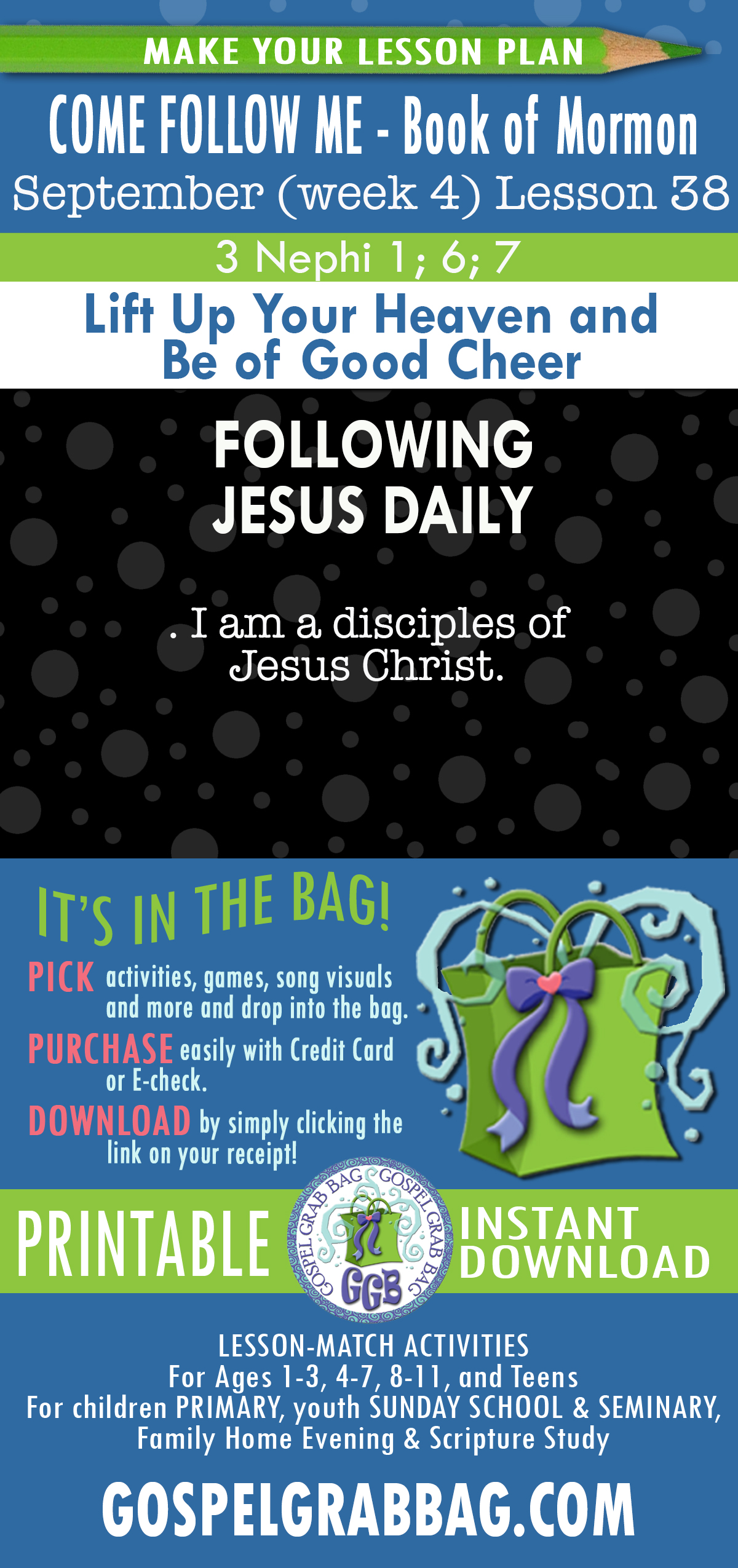 "Lift Up Your Head and Be of Good Cheer" COME FOLLOW ME Activities for church and home - September - Book of Mormon