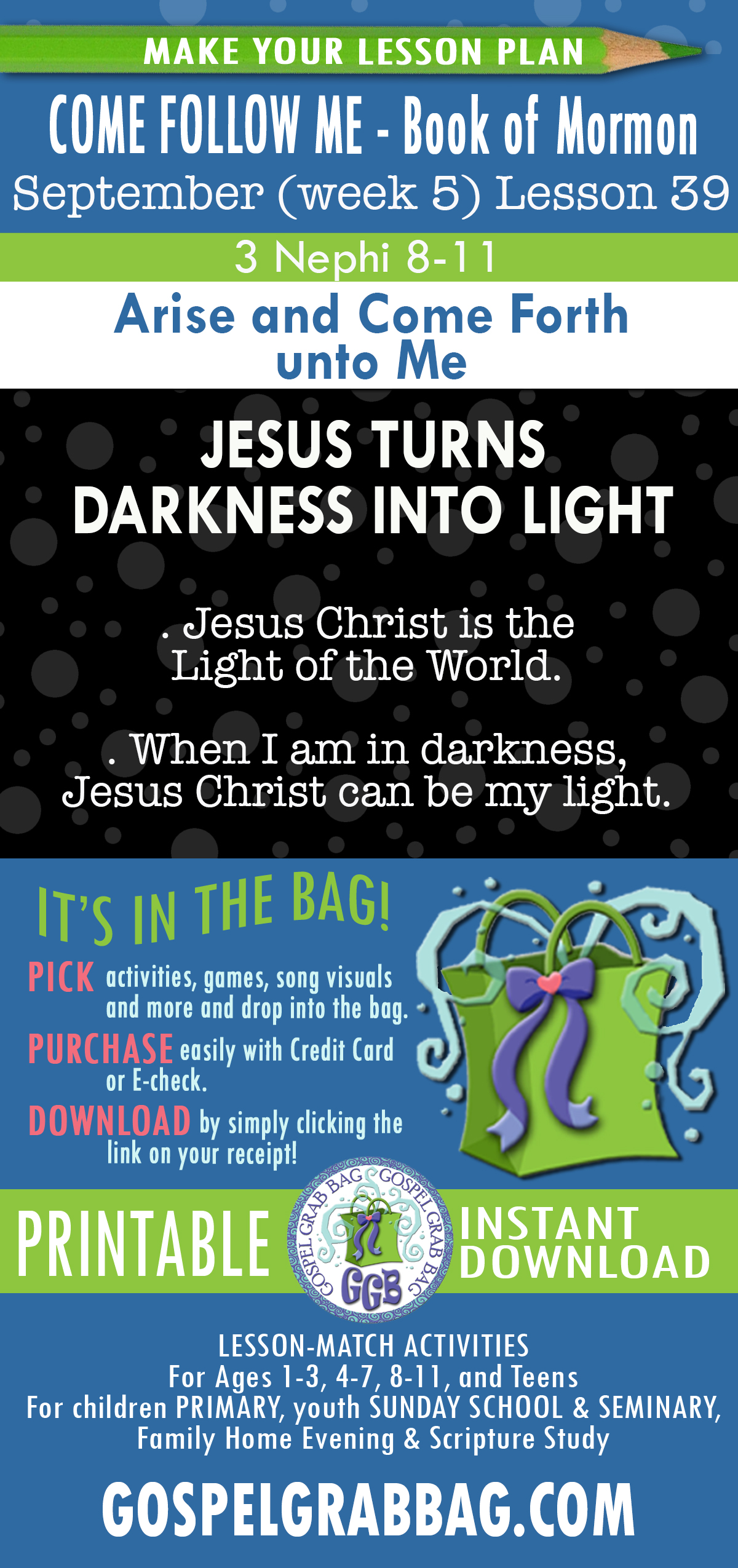 "Arise and Come Forth unto Me" COME FOLLOW ME Activities for church and home - September - Book of Mormon