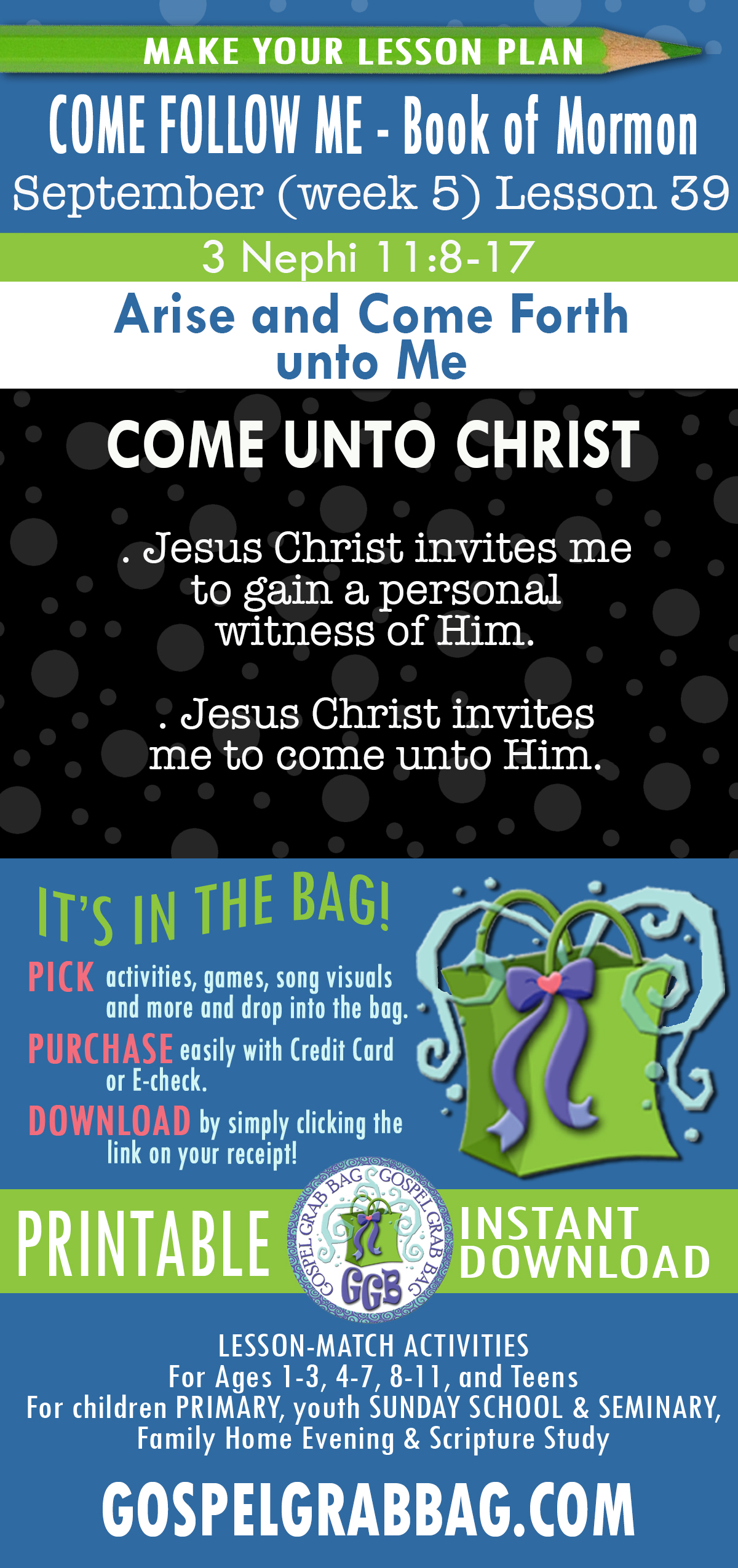 "Arise and Come Forth unto Me" COME FOLLOW ME Activities for church and home - September - Book of Mormon