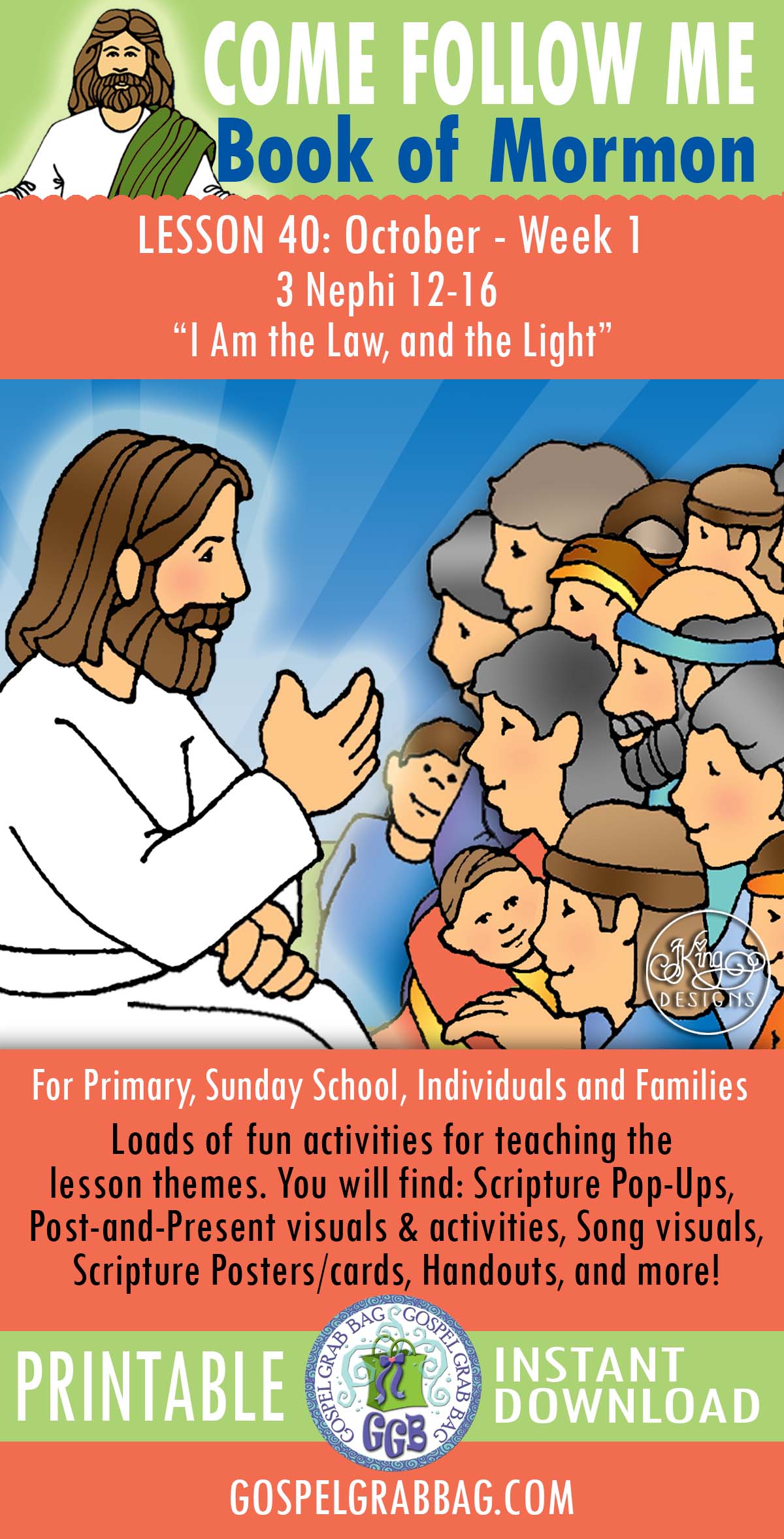 "I Am the Law, and the Light" Come Follow Me - October (week 1) Lesson Activities - For Primary, Sunday School, and home