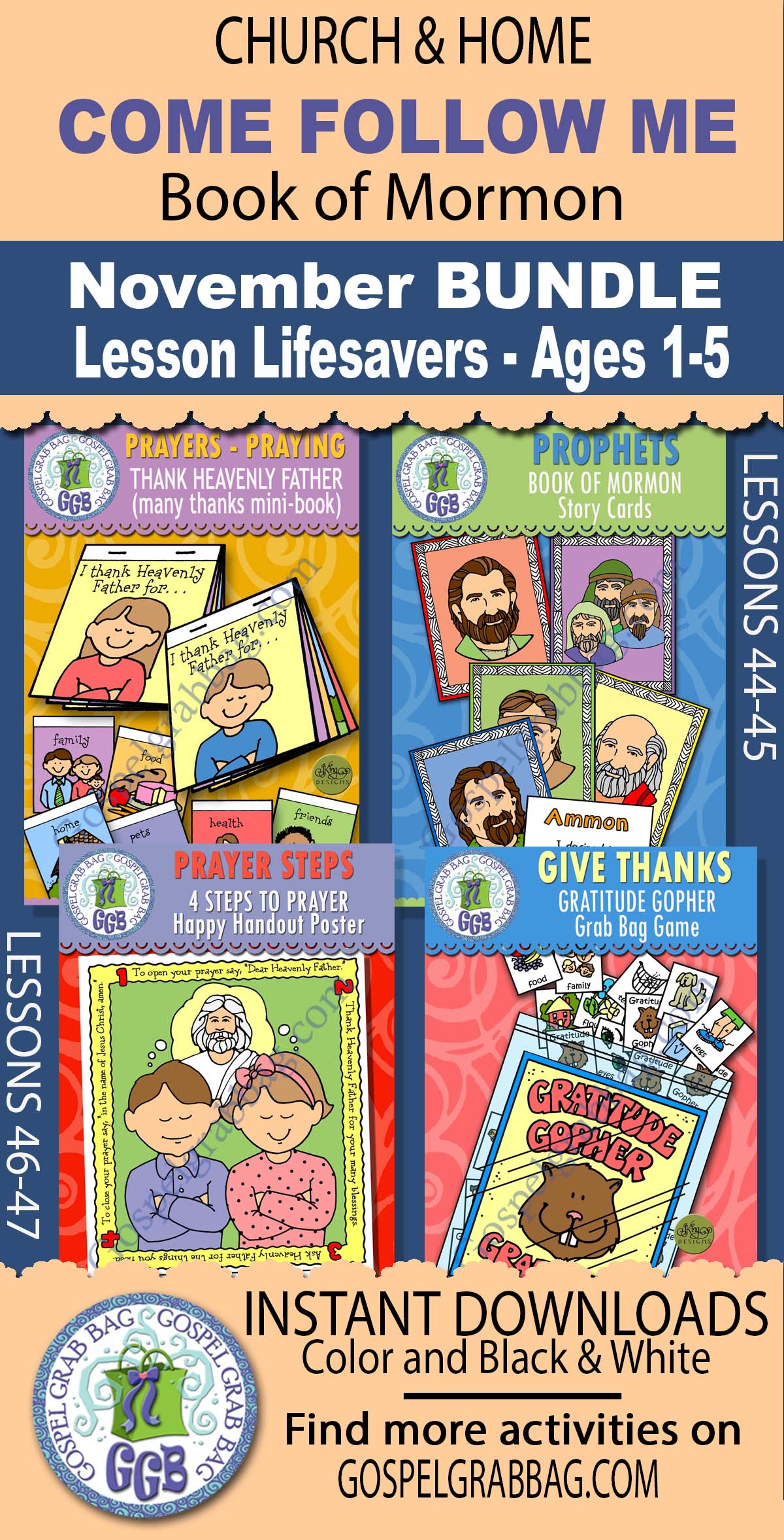 Ages 1-5 Printable COME FOLLOW ME November ACTIVITIES for Primary and Sunday School with song visuals